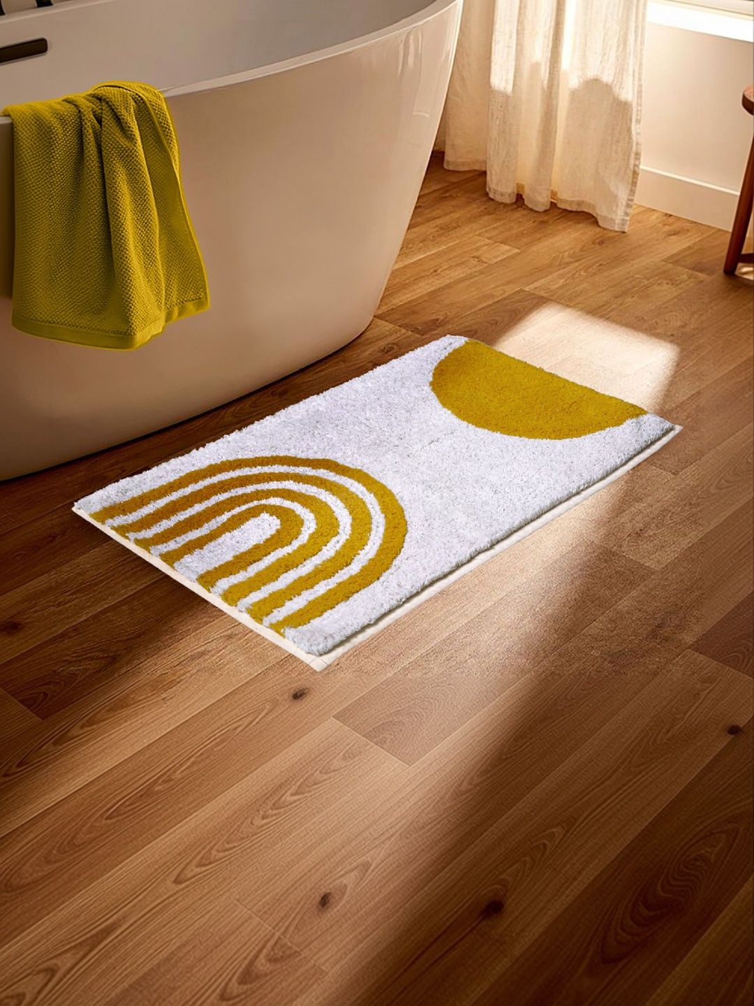 Homzz Mustard Cotton Bath Rugs-image-24