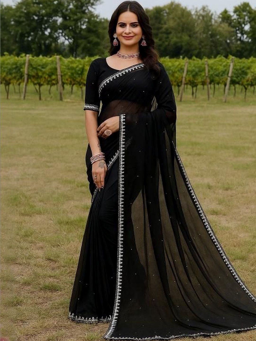 Varutex Embellished Sequinned Heavy Work Saree-picture-16