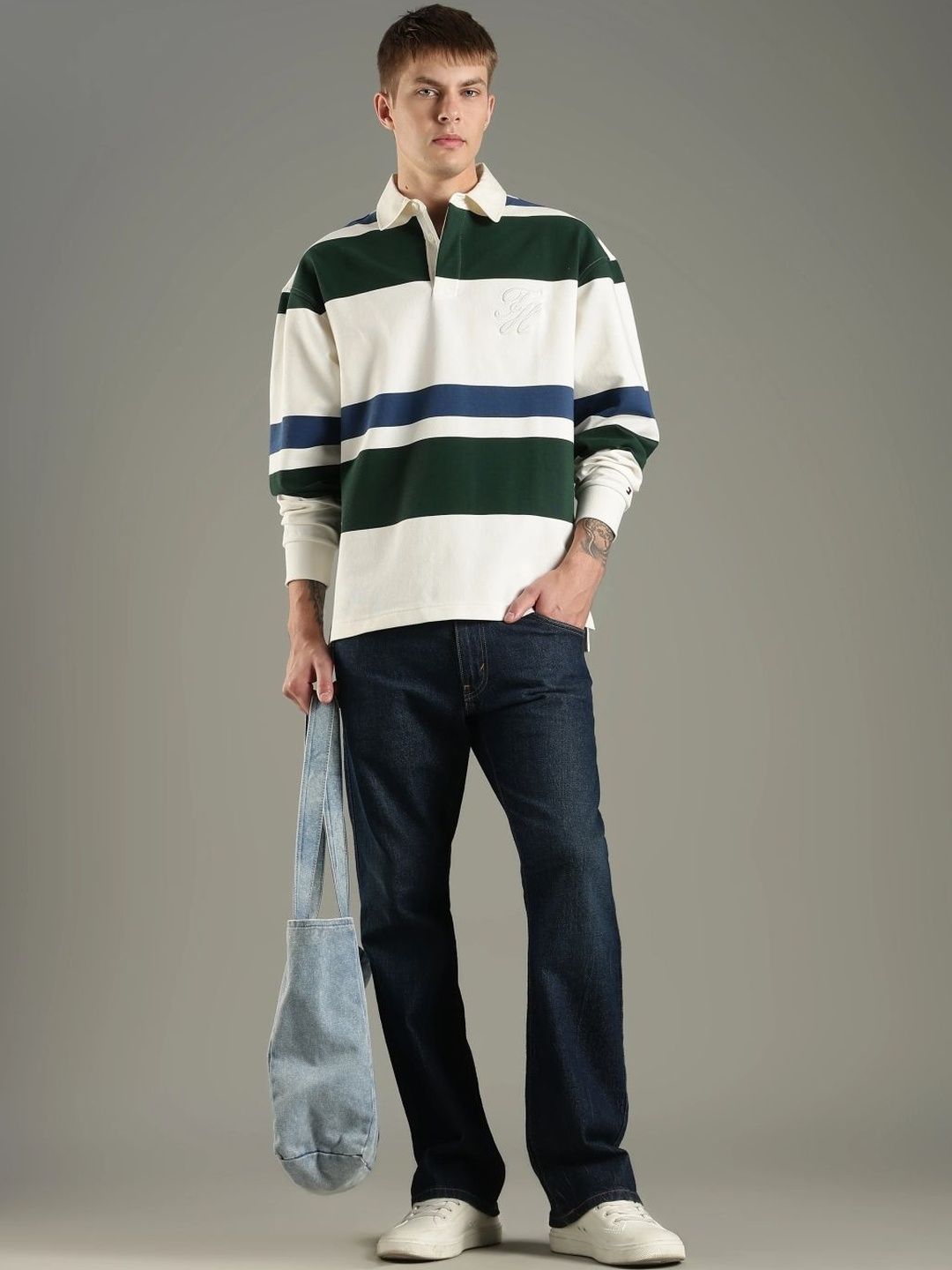 Tommy Hilfiger Men Striped Pullover Cotton Sweaters with Embroidered Detail-picture-44