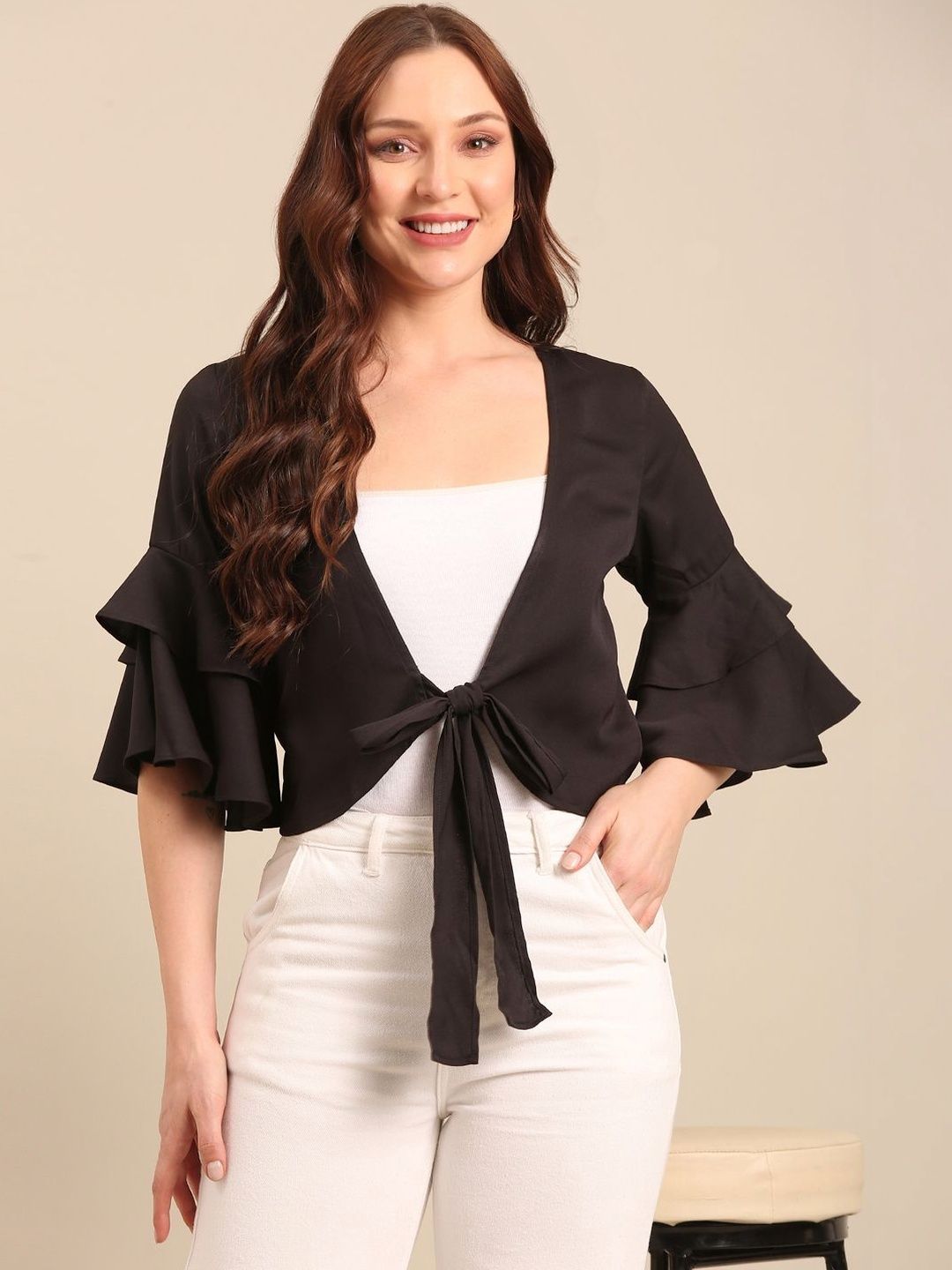 Style Quotient Women Crop Tie-Up Shrug-picture-45