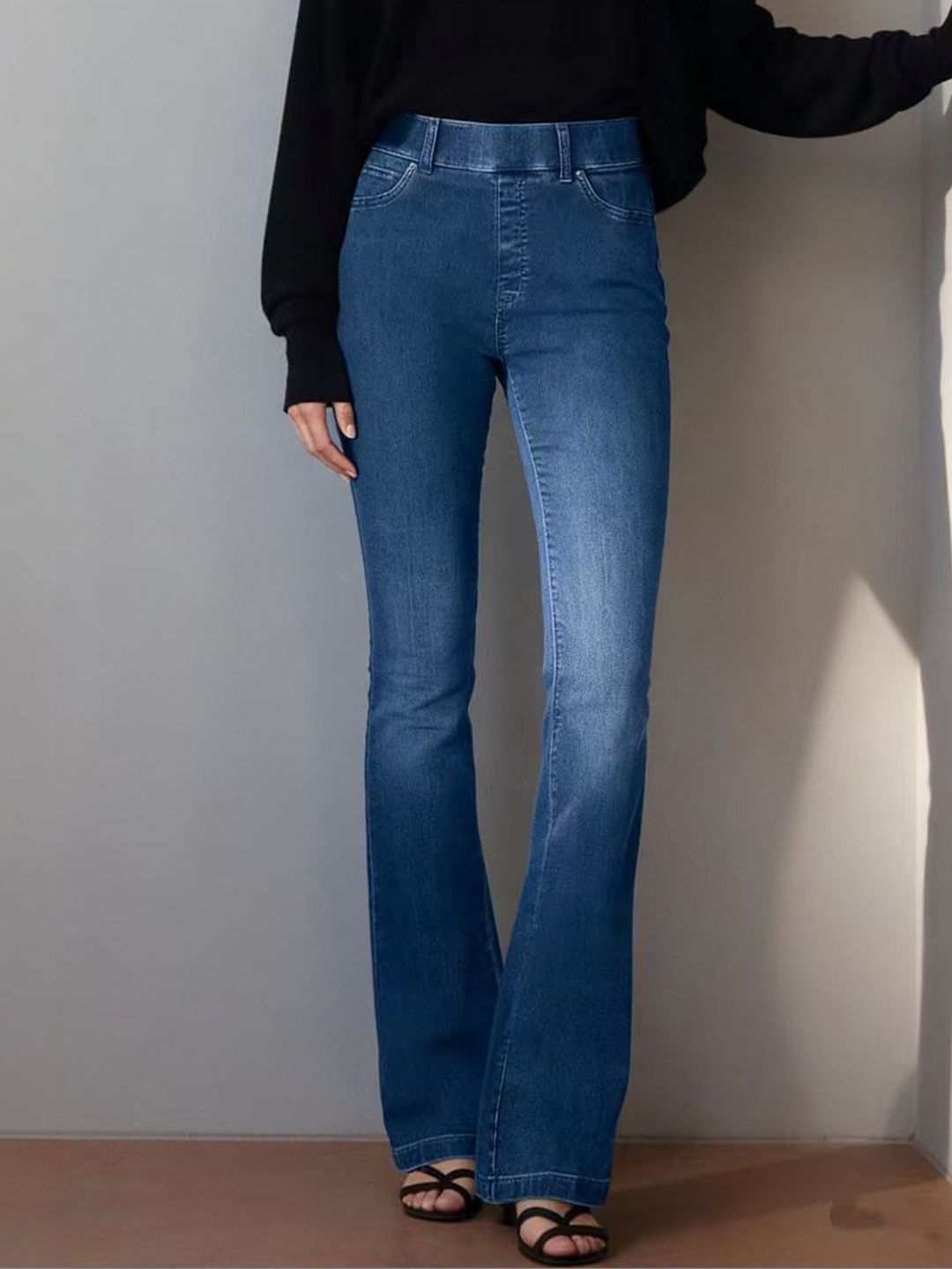 LULU & SKY Women Flared High-Rise Light Fade Jeans-picture-14