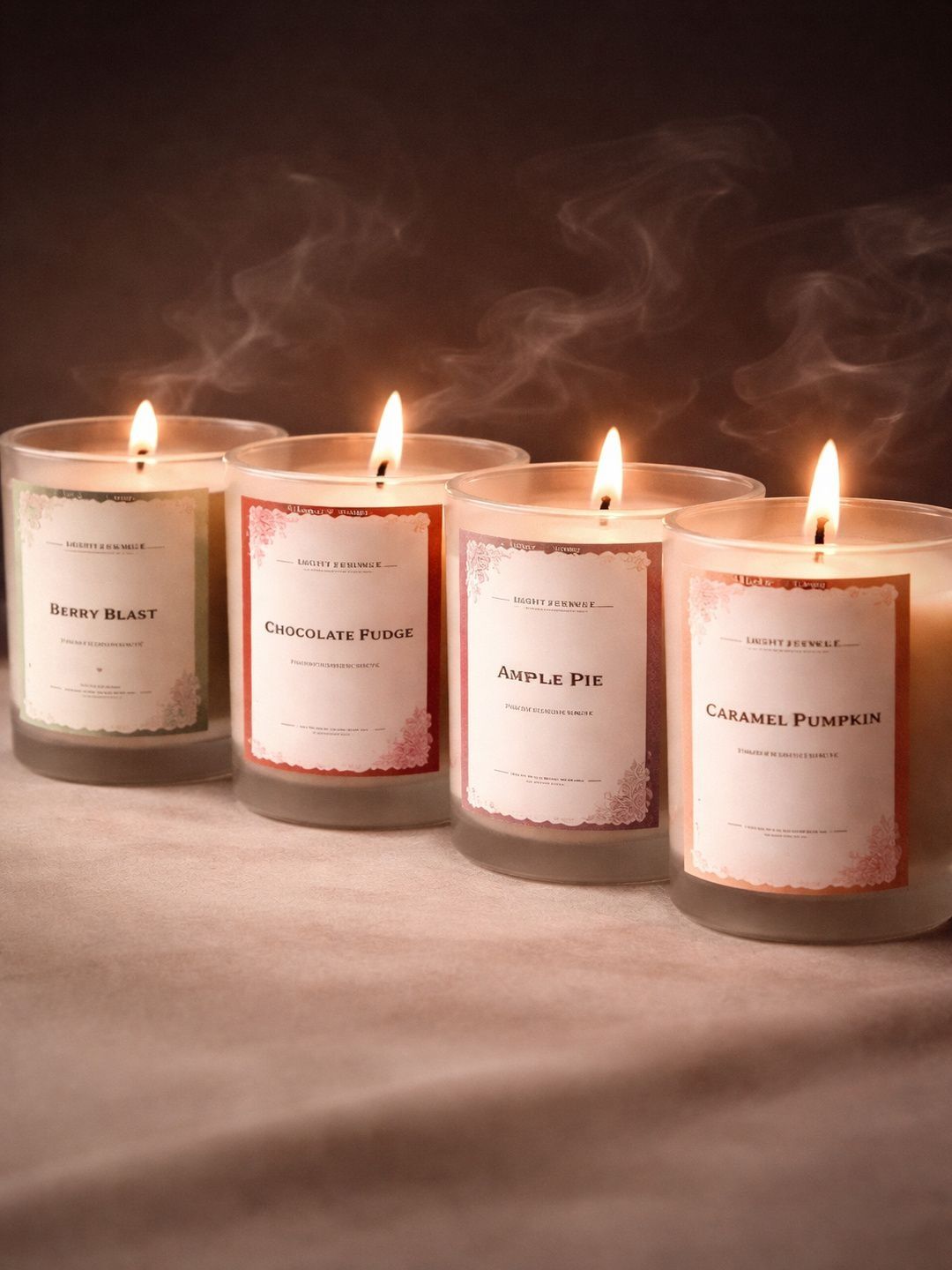 LIGHT JEWELS White & White 4 pieces Pillar Candle-picture-58