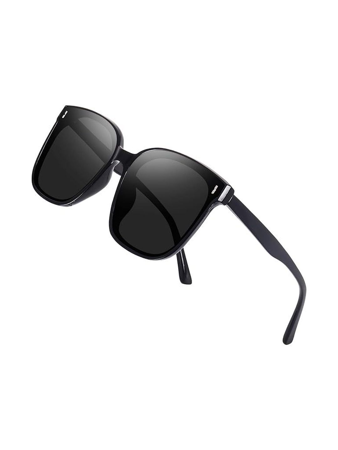 LEGEND EYEWEAR Unisex Black Lens & Black Oversized Sunglasses with-image-15