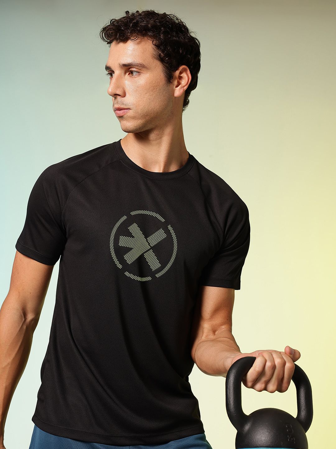 HRX by Hrithik Roshan Brand Logo Printed Raglan Sleeves Rapid-Dry Training T-shirt-picture-43