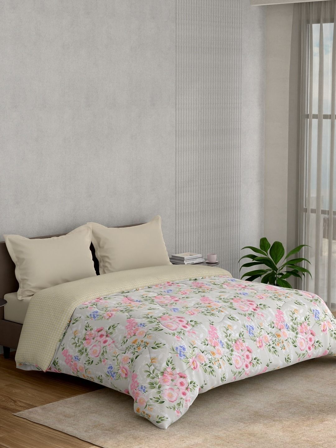 Portico Rose & Multicoloured Floral AC Room 233 GSM Comforter-image-46