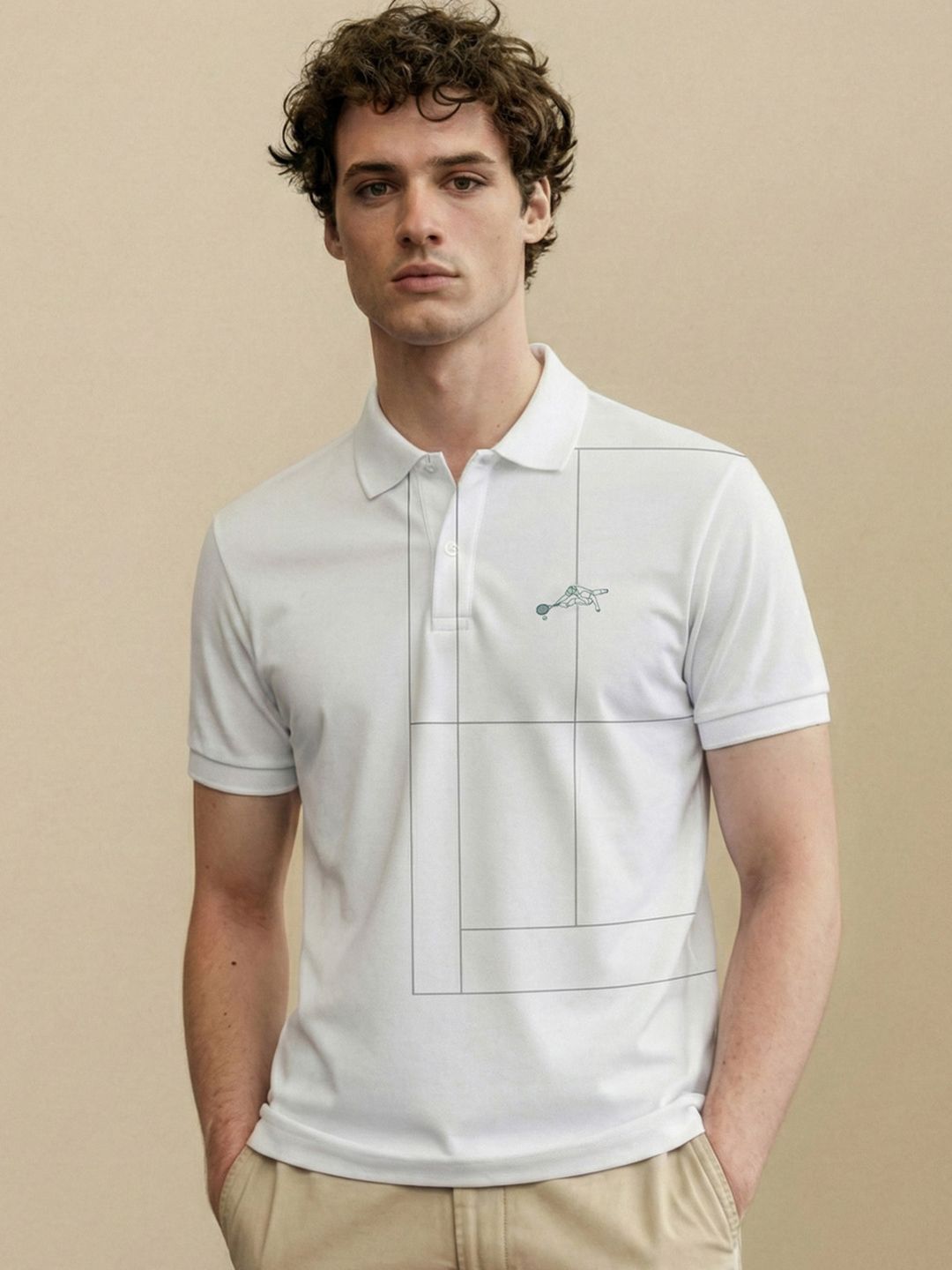Peter England Printed Regular Fit Stretch Polo T-Shirt-picture-22