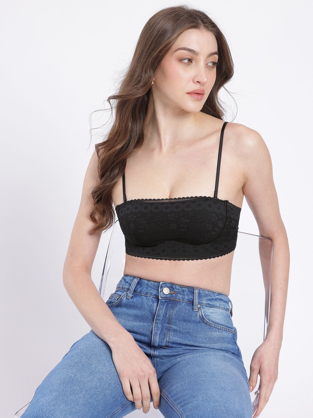 glitchez Air-bonded Floral Lace Design Bralette Bra - Full Coverage Lightly Padded-picture-20
