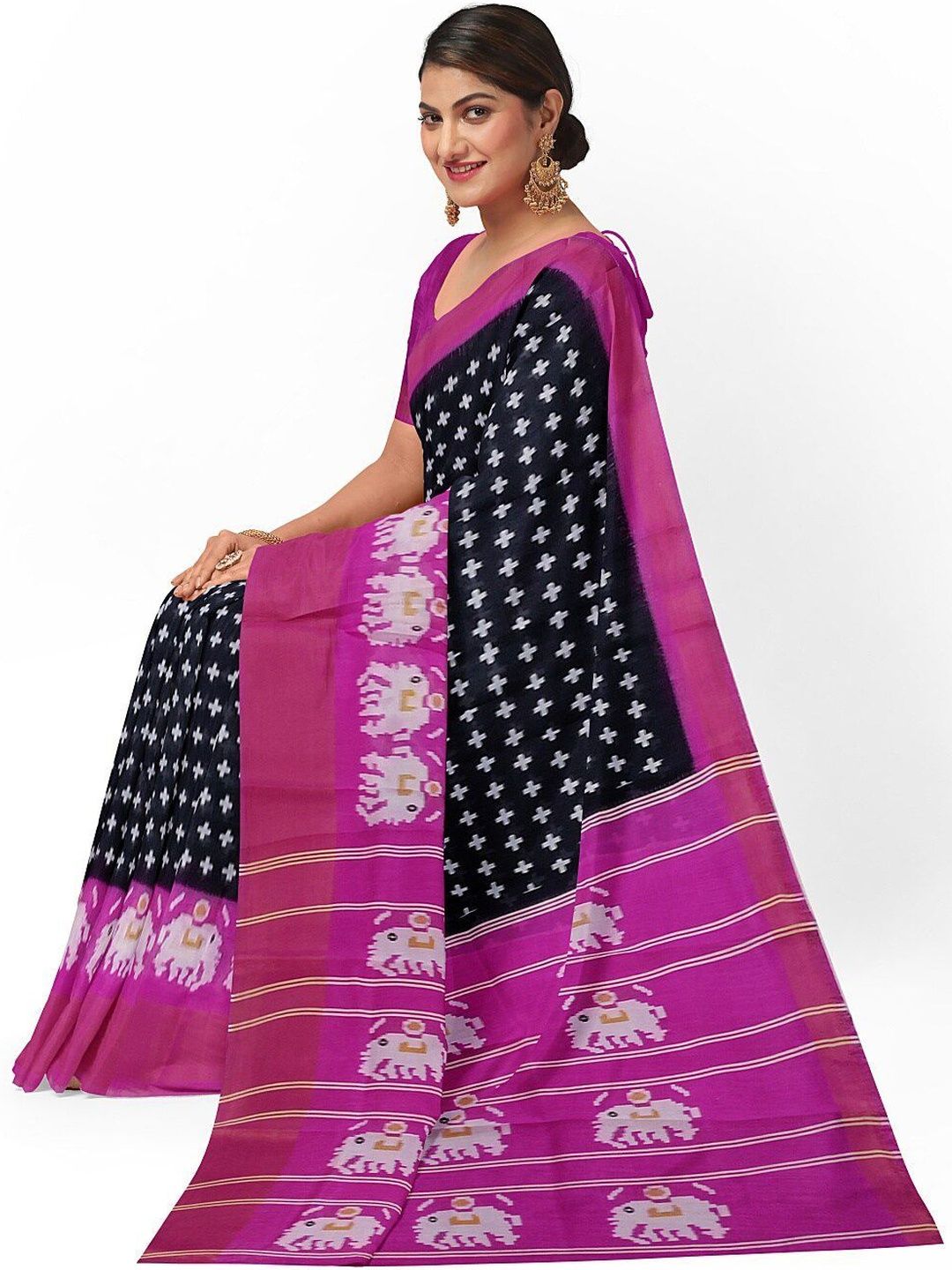 YUGAVEERAA Ethnic Motifs Art Silk Handloom Banarasi Saree-picture-32