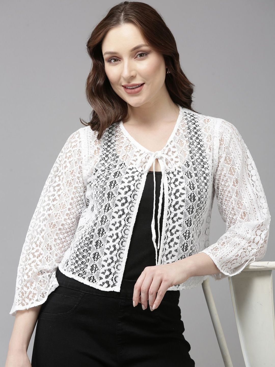 Style Quotient Women Crop Tie-Up Shrug-image-43
