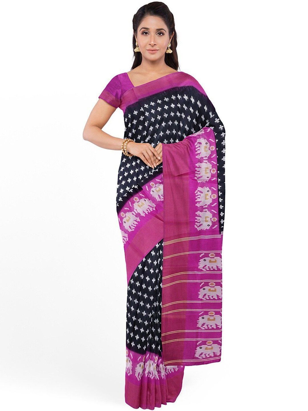 YUGAVEERAA Ethnic Motifs Art Silk Handloom Banarasi Saree-picture-24