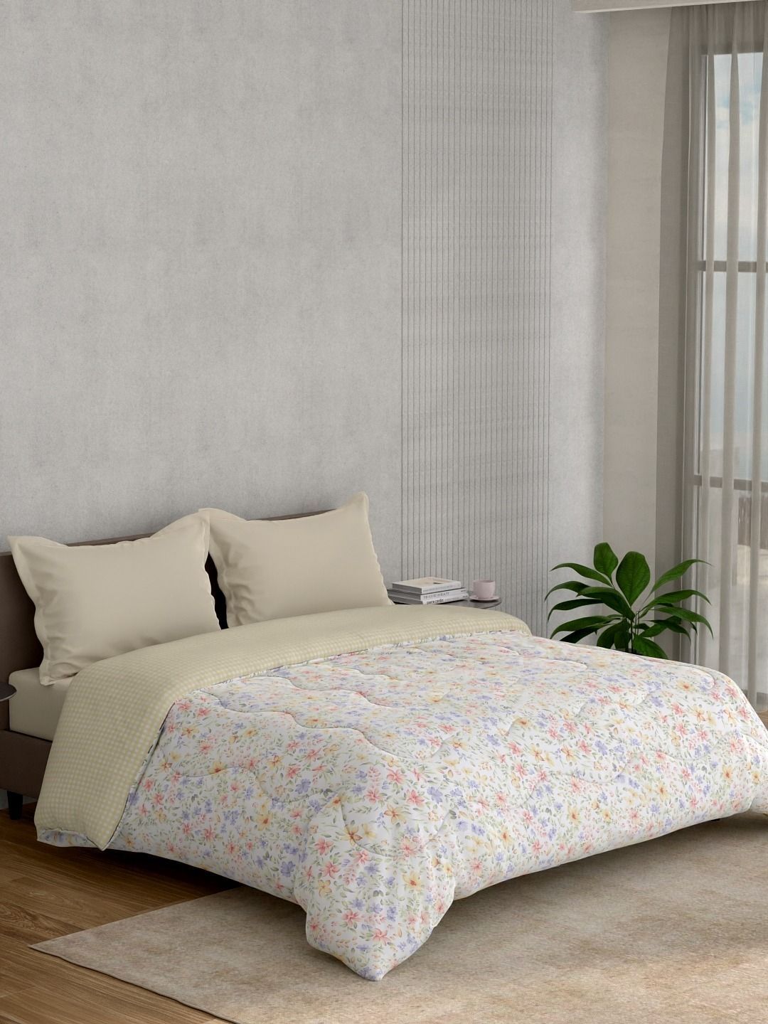 Portico Blue & White Floral AC Room 233 GSM Comforter-image-17