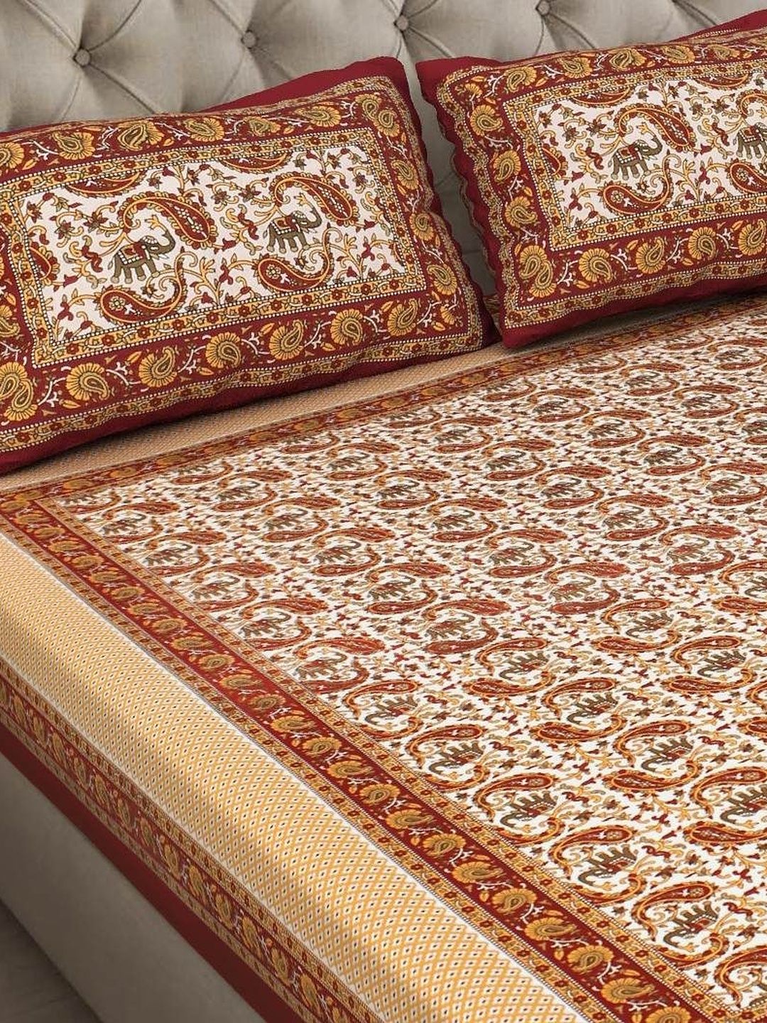 RRW White 180 TC Queen Bedsheet with 2 Pillow Covers-image-26