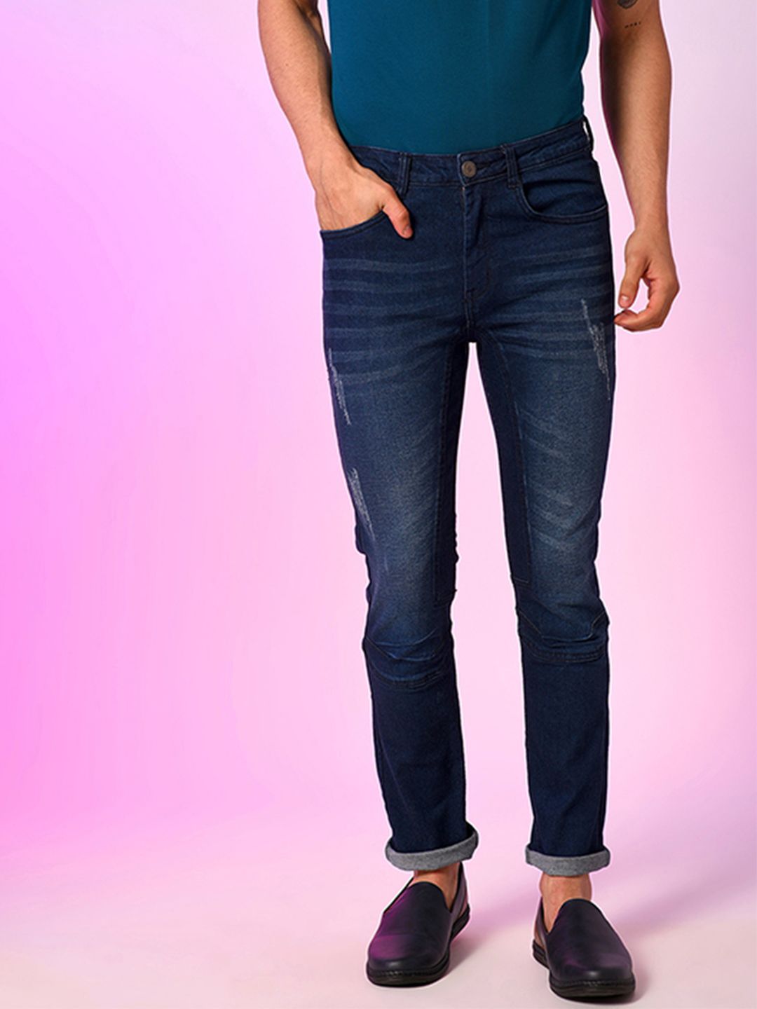 cahoot Campus Sutra Men Comfort Regular Fit Mid-Rise Mildly Distressed Light Fade Stretchable Jeans-picture-35