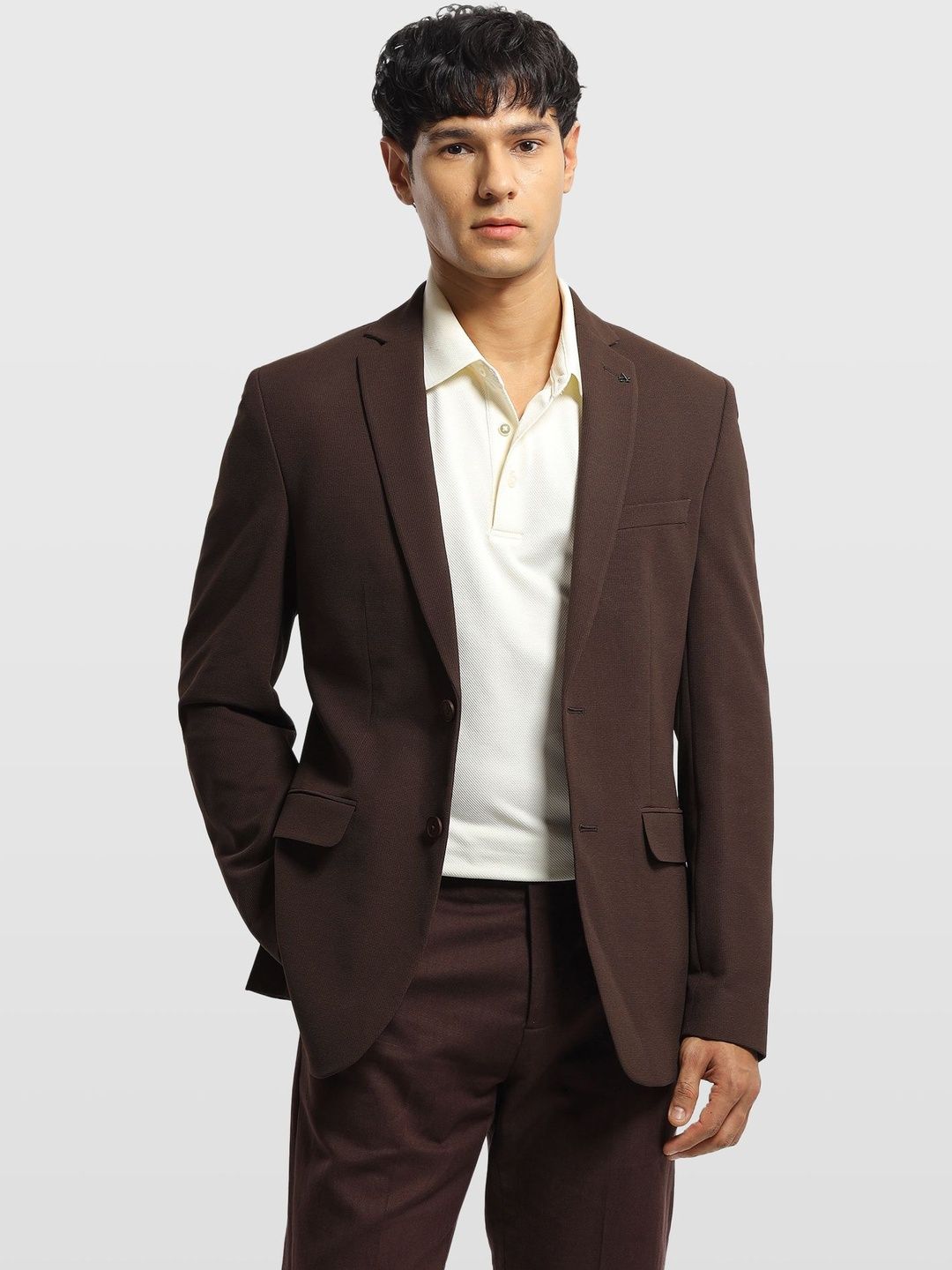 Arrow Self Design Notched Lapel Single-Breasted Slim Fit Formal Blazers-picture-13