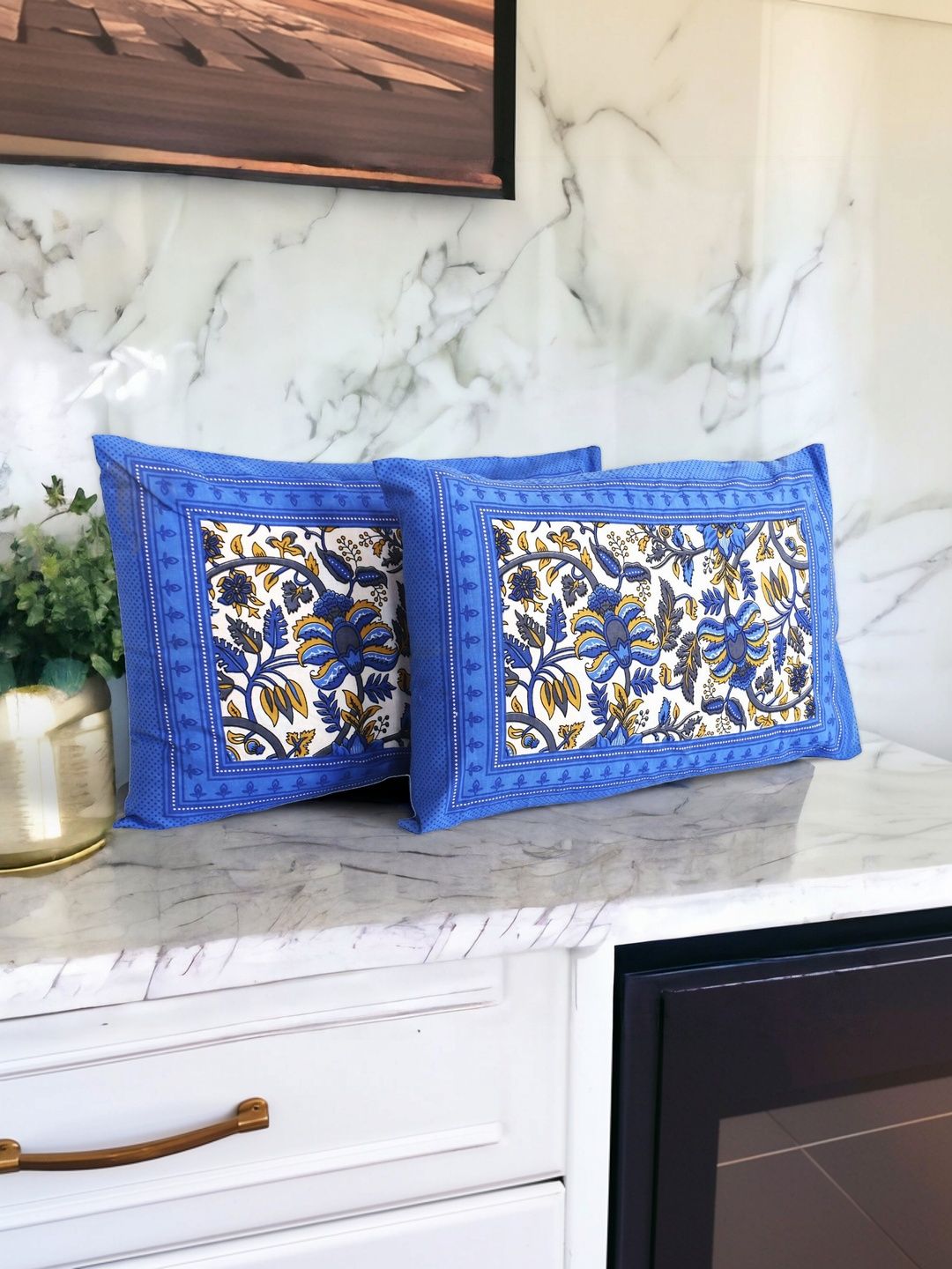 AJ HOME Blue Set of 2 Floral Rectangle Cushion Covers-image-15