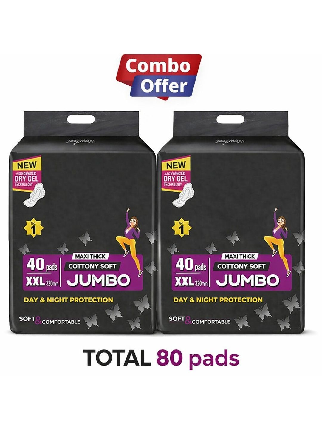ENSHINER Set Of 2 Jumbo Extra Soft Cottony Sanitary Pads - 40-Pcs Each - XXL-image-46