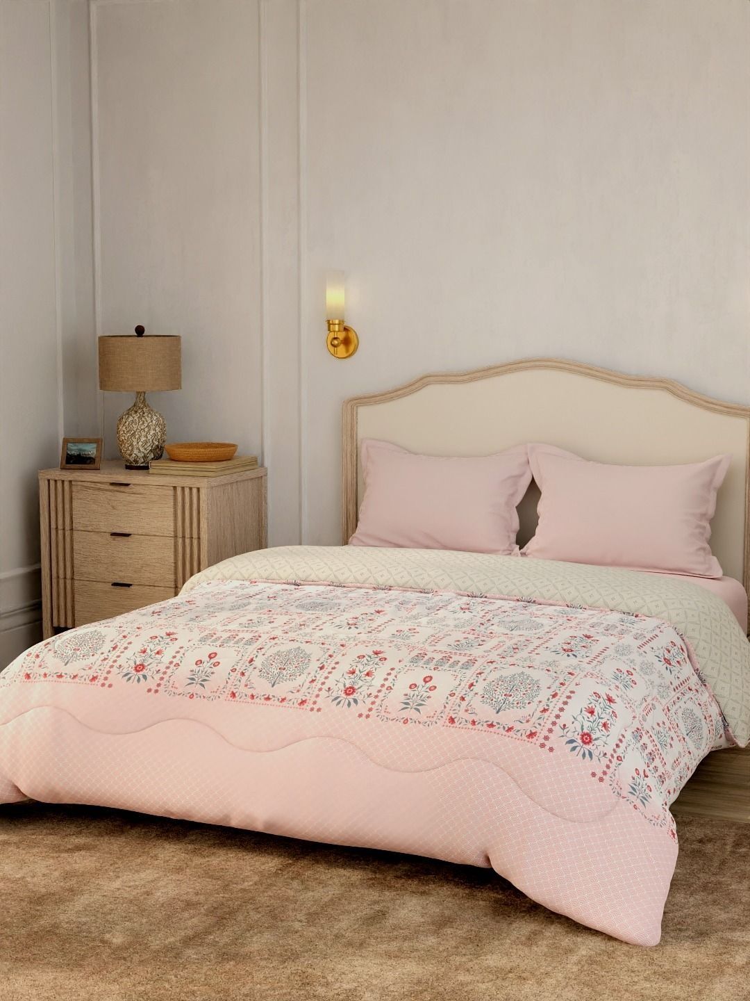Portico Pink & Pink Floral AC Room 150 GSM Comforter-image-37