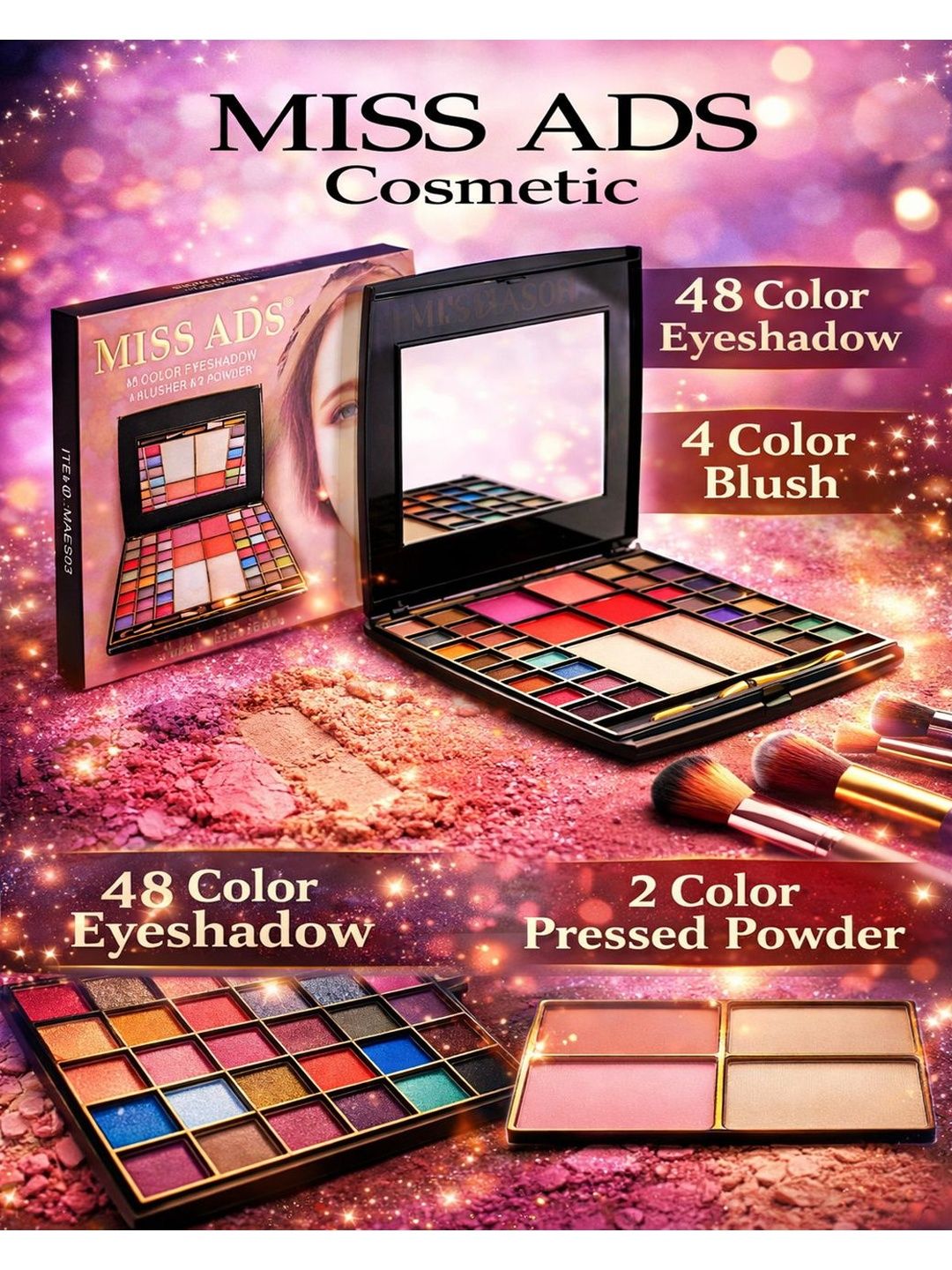 MISS ADS 48 Eyeshadow-4 Blush- 2 Compact Palette Makeup Kit- MAES03-picture-14