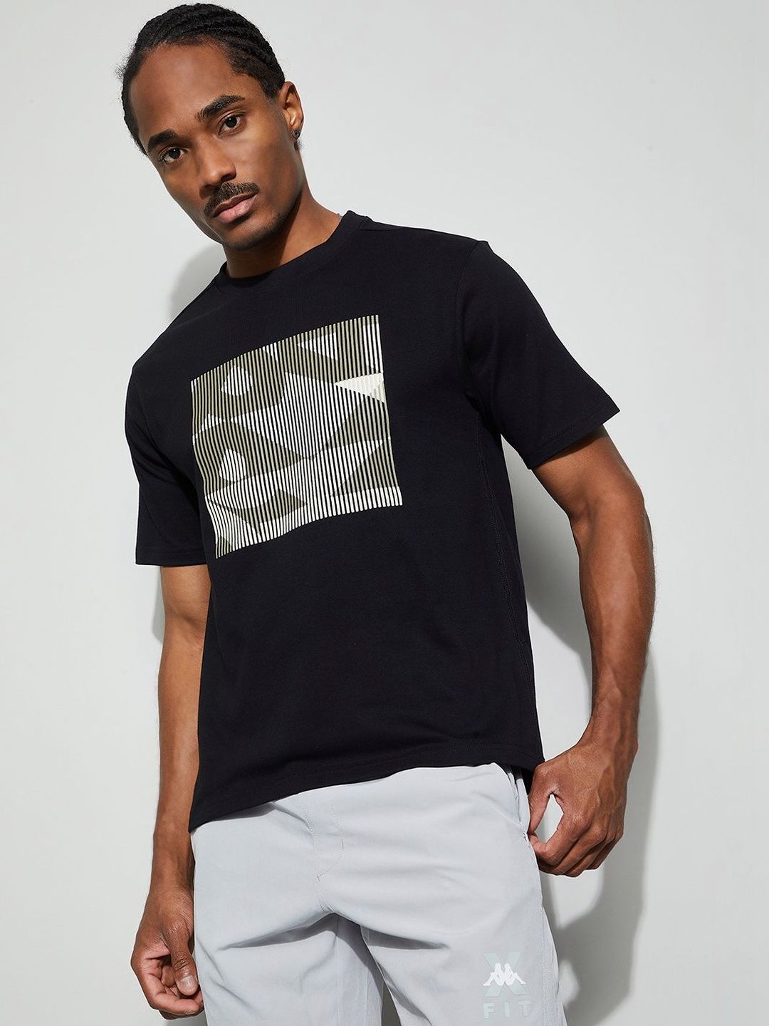 Kappa Men Black Printed Cotton Comfort T Shirt T-shirts-picture-12