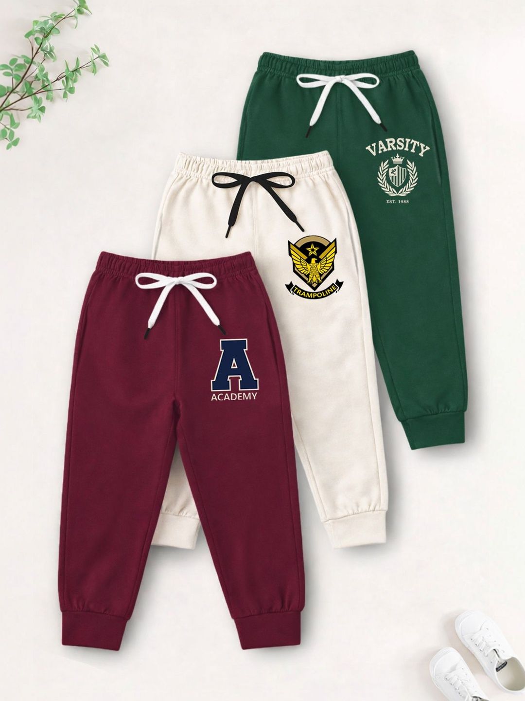 YK X Trampoline Boys Pack of 3 Regular Fit Brand Logo Joggers-picture-34