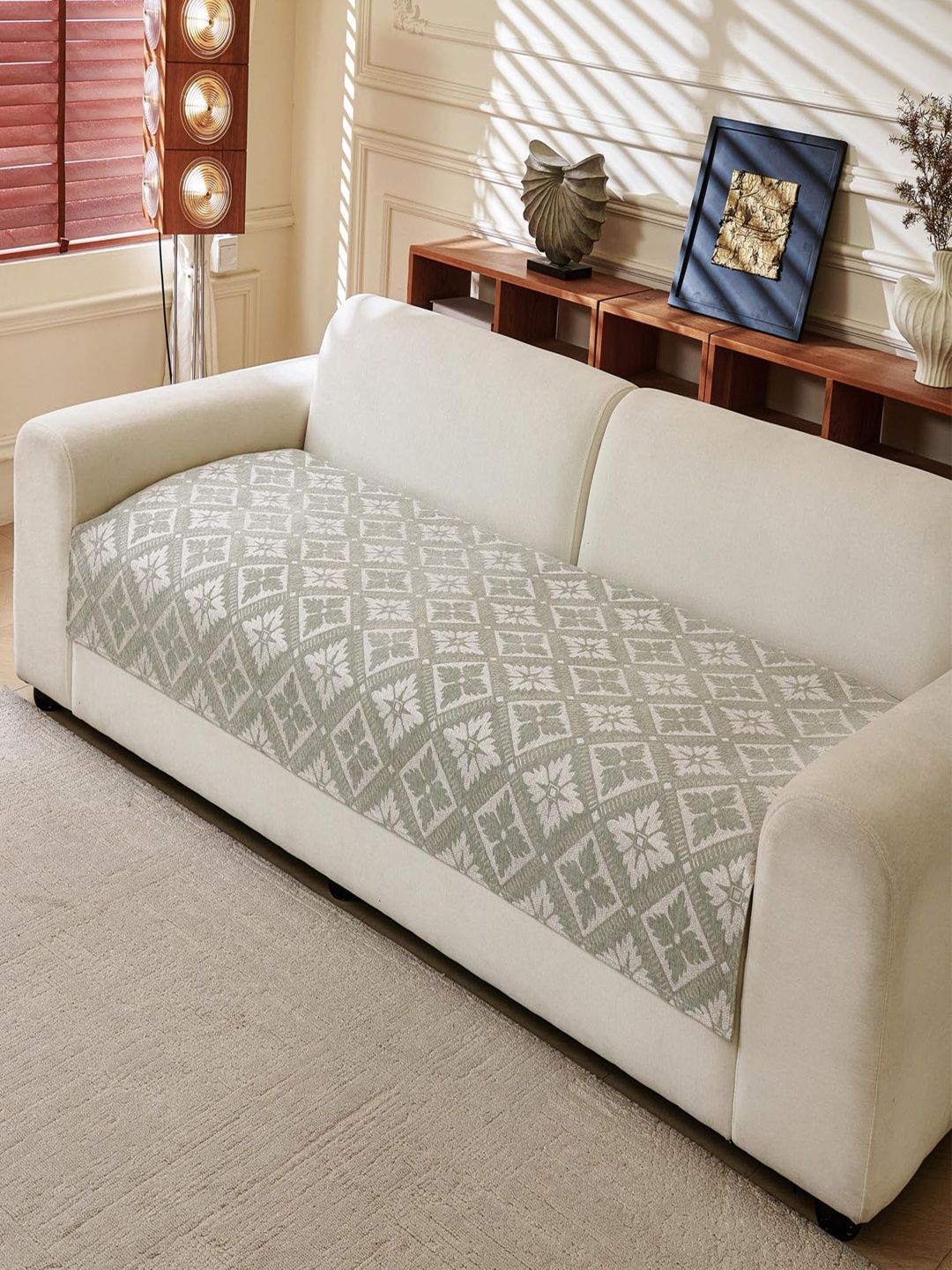 HOUSE OF QUIRK Green Solid 1 Piece Sofa Cover Without Arms-image-39