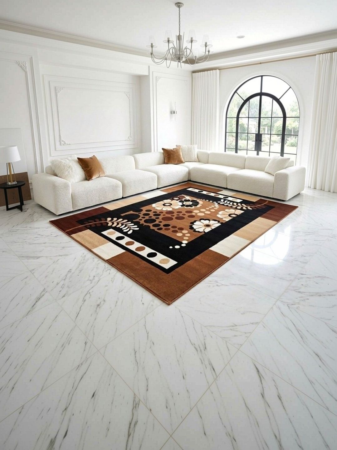 ZAMZAM CARPET Gold-Toned Abstract Anti-Skid Polypropylene Carpet-picture-44