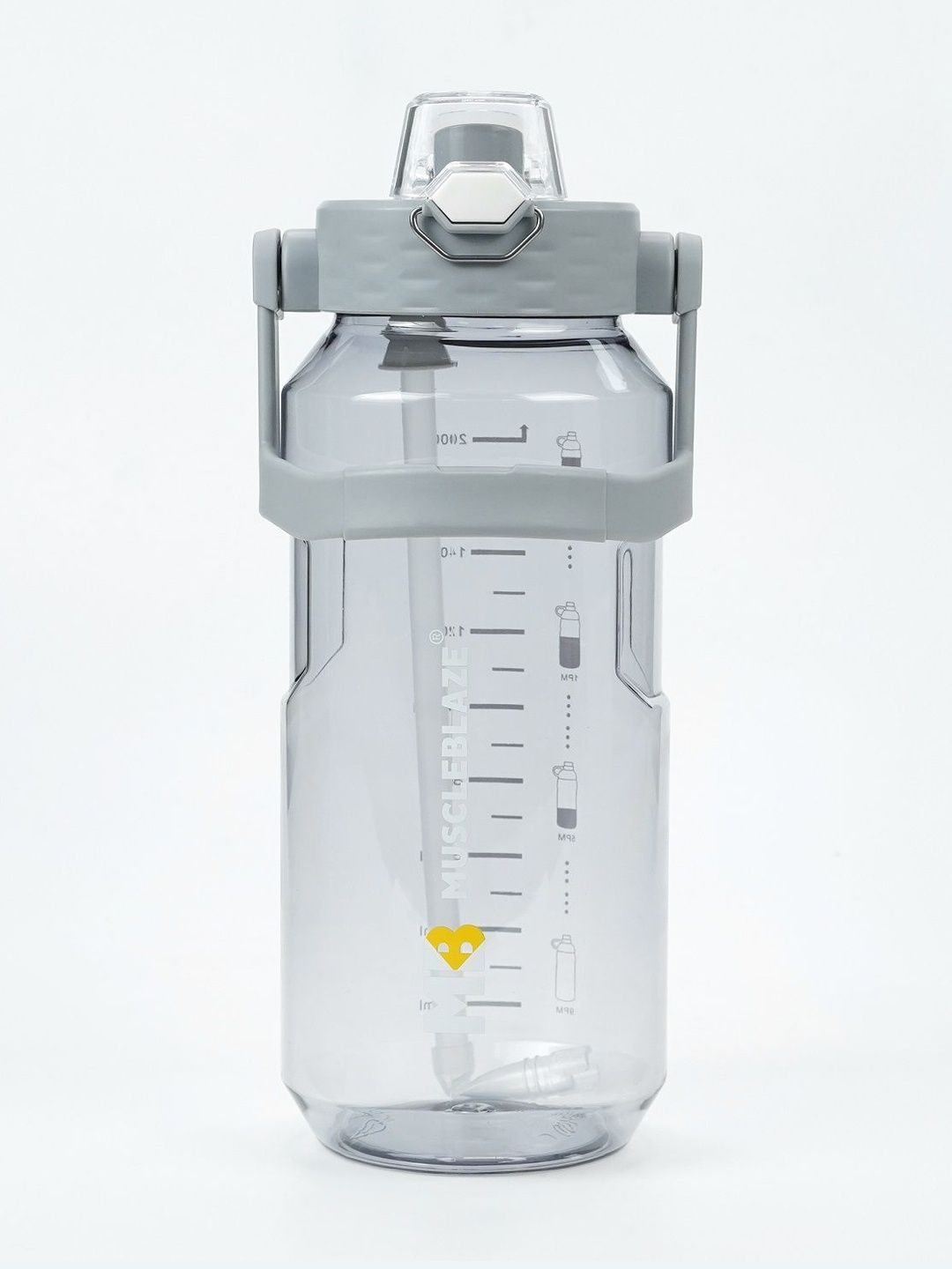 MuscleBlaze Grey & Transparent Single Plastic Brand Logo Water Bottle-picture-54