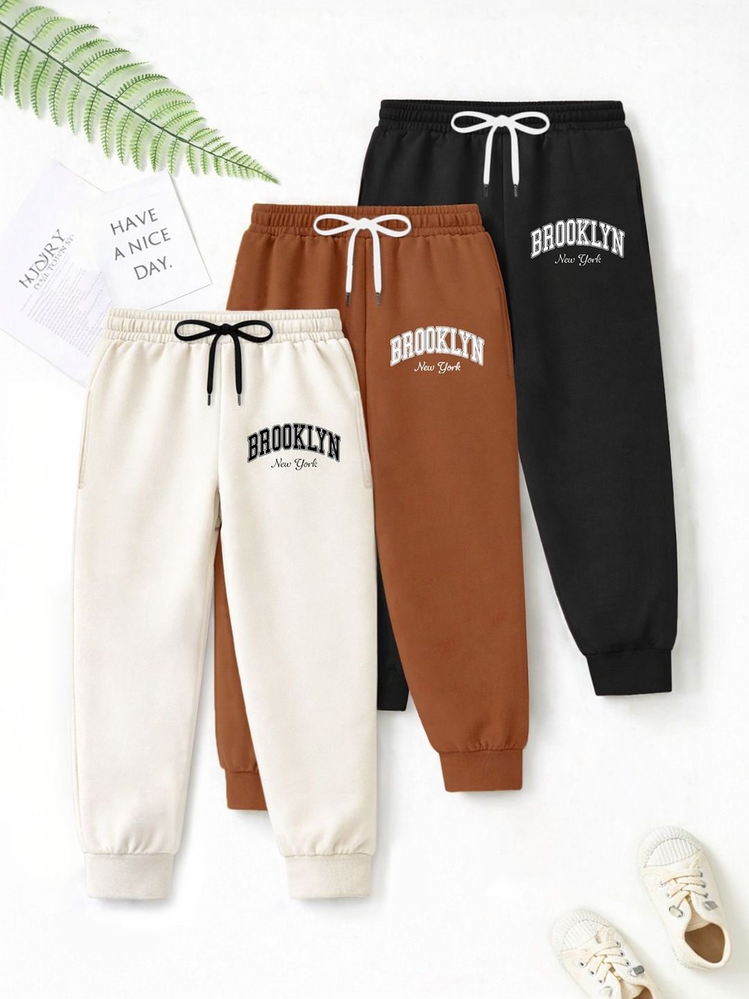 YK X Trampoline Boys Pack of 3 Regular Fit Typography Joggers-picture-27