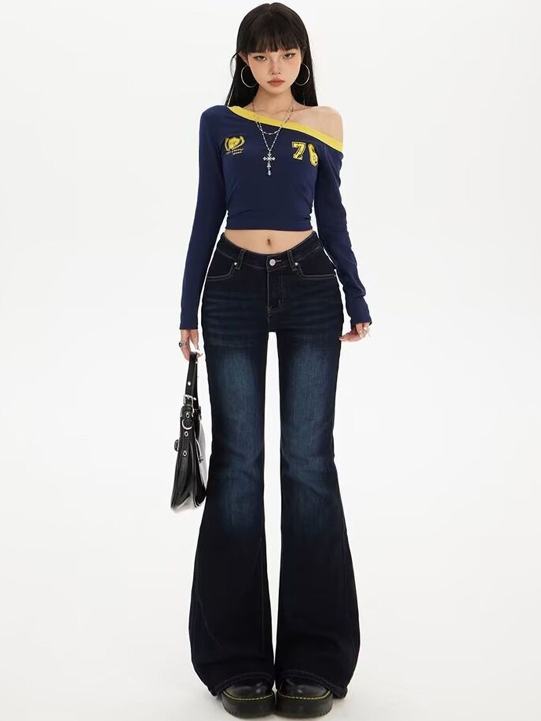 LULU & SKY Women Flared High-Rise Light Fade Jeans-picture-16
