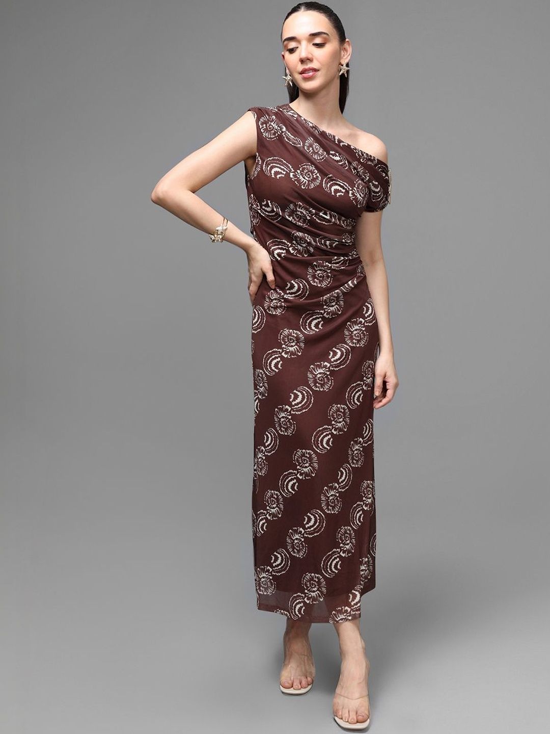 Kazo Print One Shoulder Bodycon Maxi Dress-picture-35