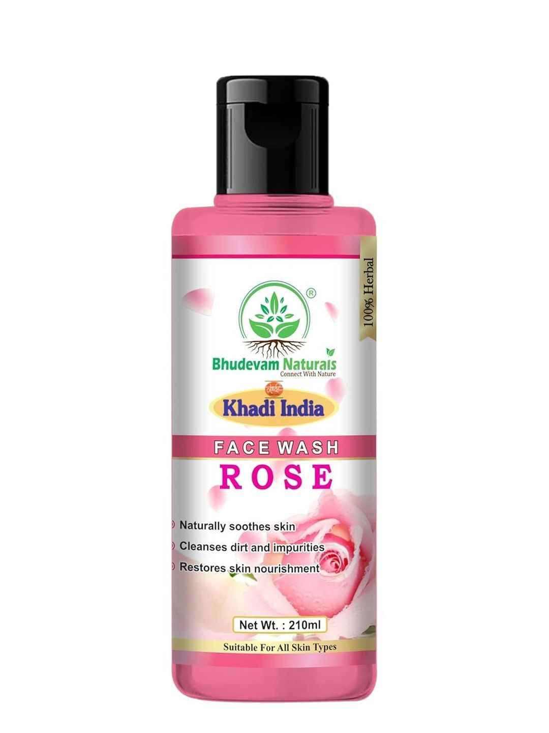 Bhudevam Naturals Khadi Rose Face Wash Enriched With Aloe Vera - 210 ml-picture-42