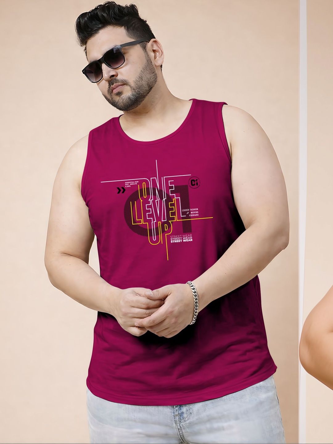 Triptee Printed Cotton Gym Vest-picture-15