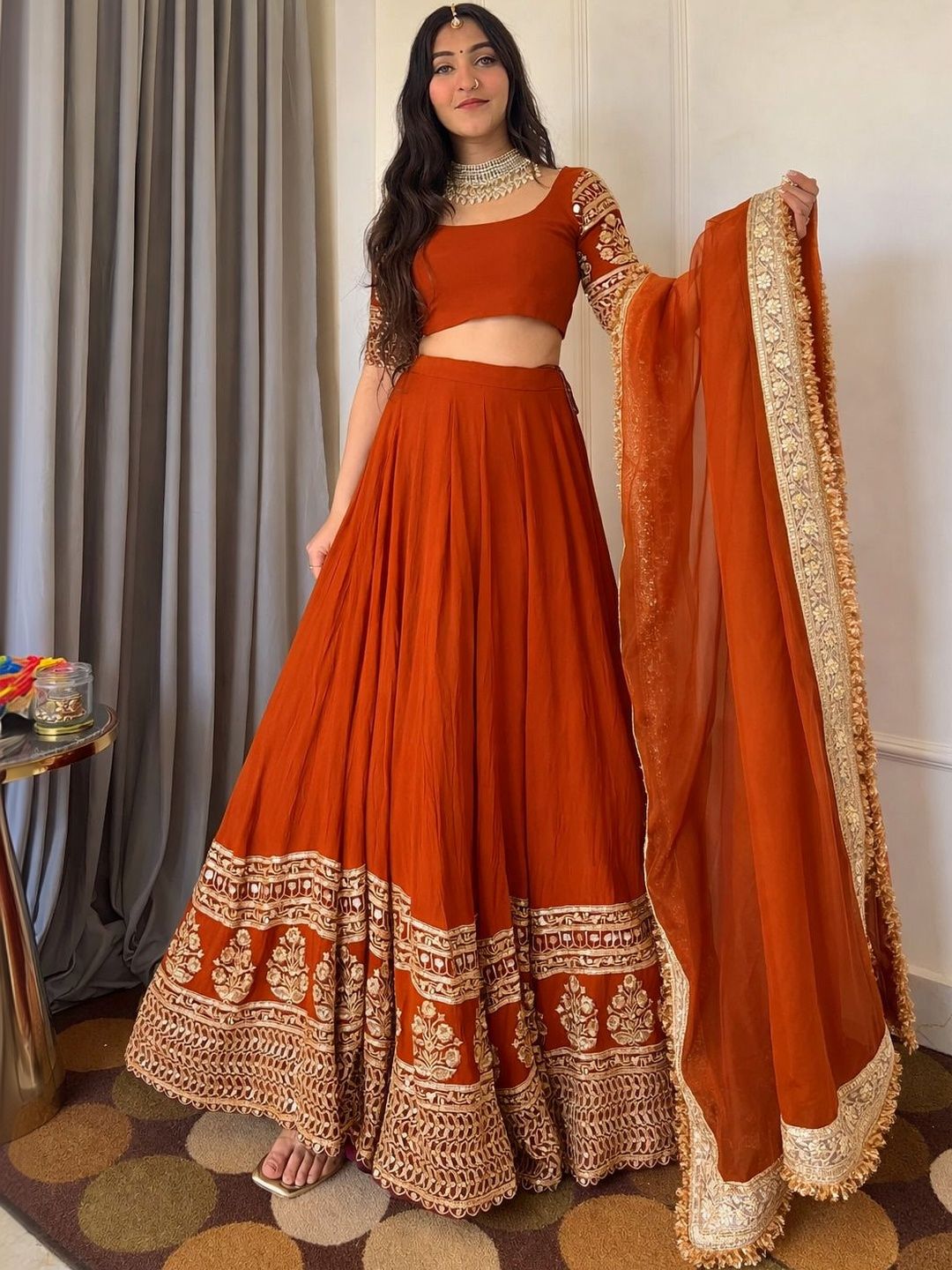 BAESD Embellished Silk Georgette Lehenga & Blouse With Dupatta-image-23