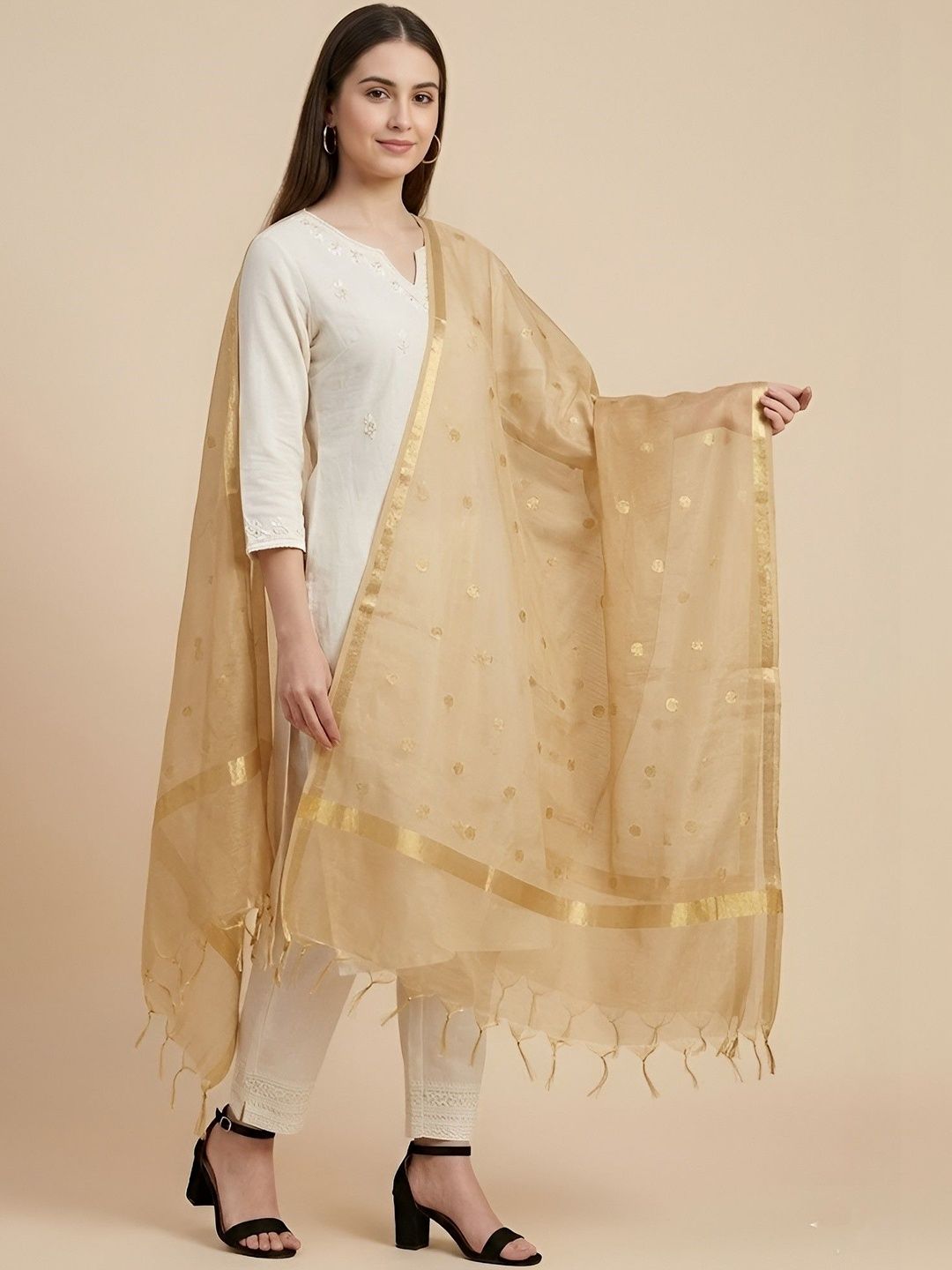 MUFFLY Woven Design Dupatta with Zari-image-41