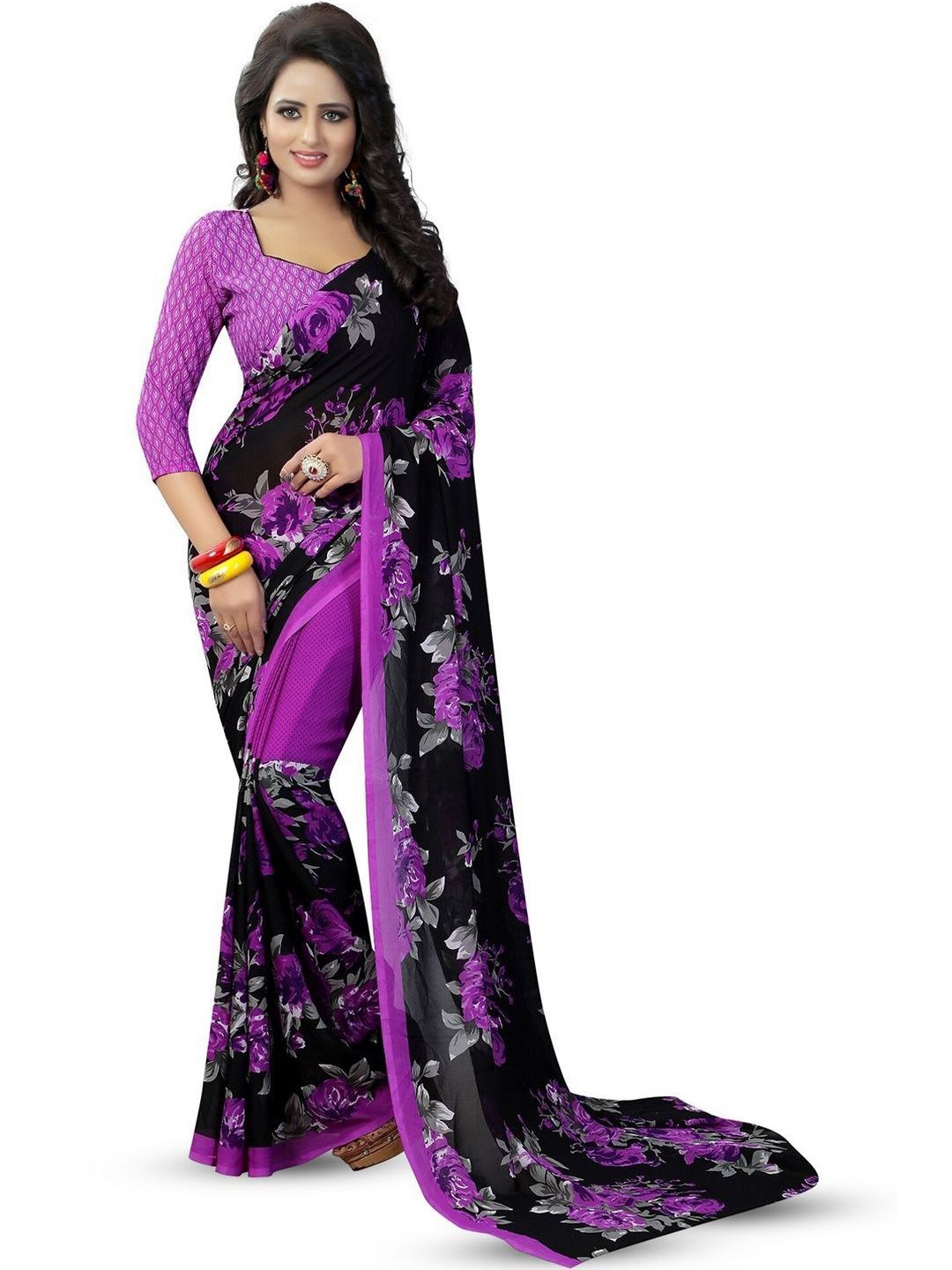 YUGAVEERAA New Floral Printed Art Silk Sarees-picture-49