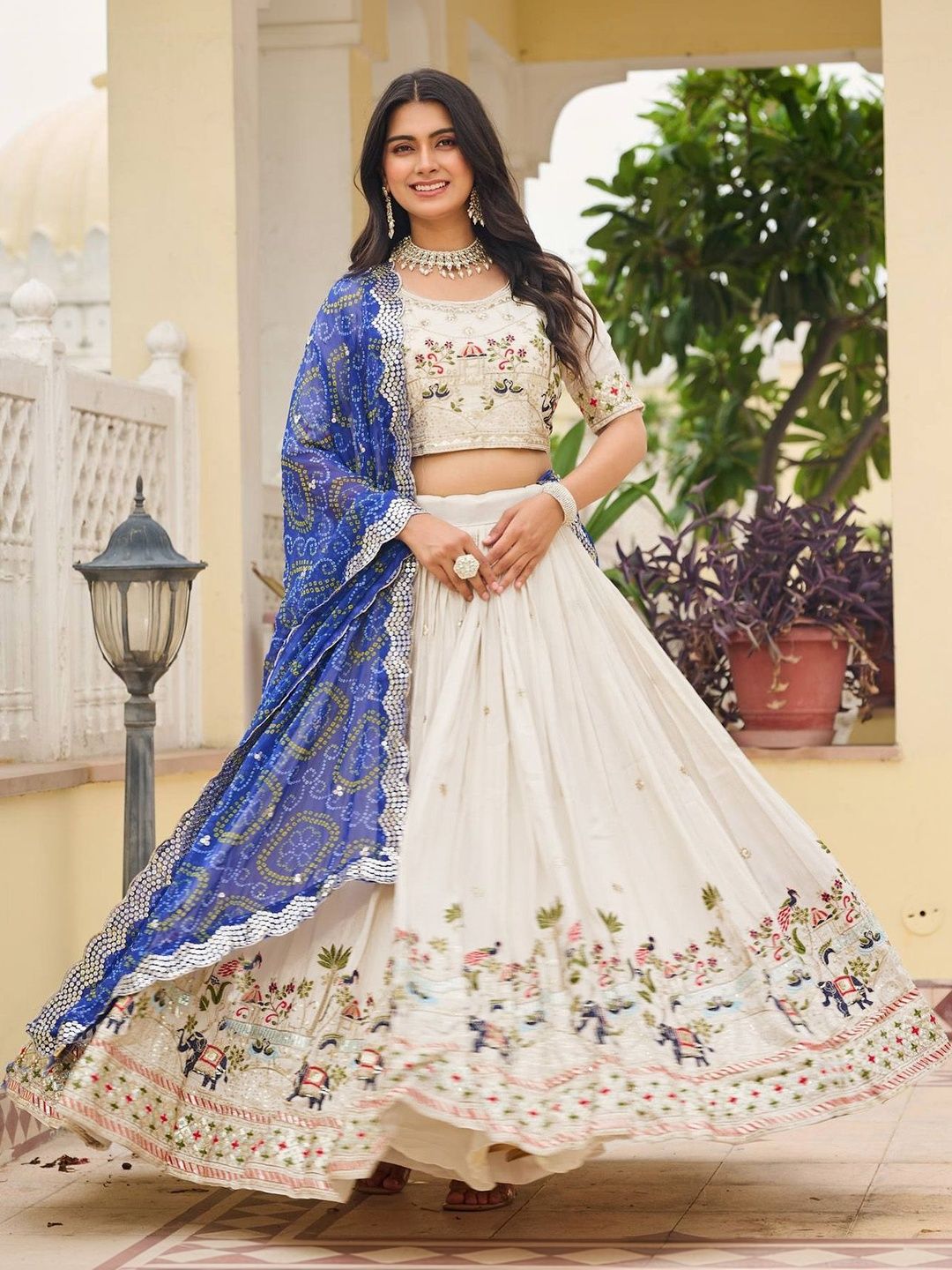 Moda Rapido Embroidered Semi-Stitched Lehenga & Unstitched Blouse With Dupatta-image-33