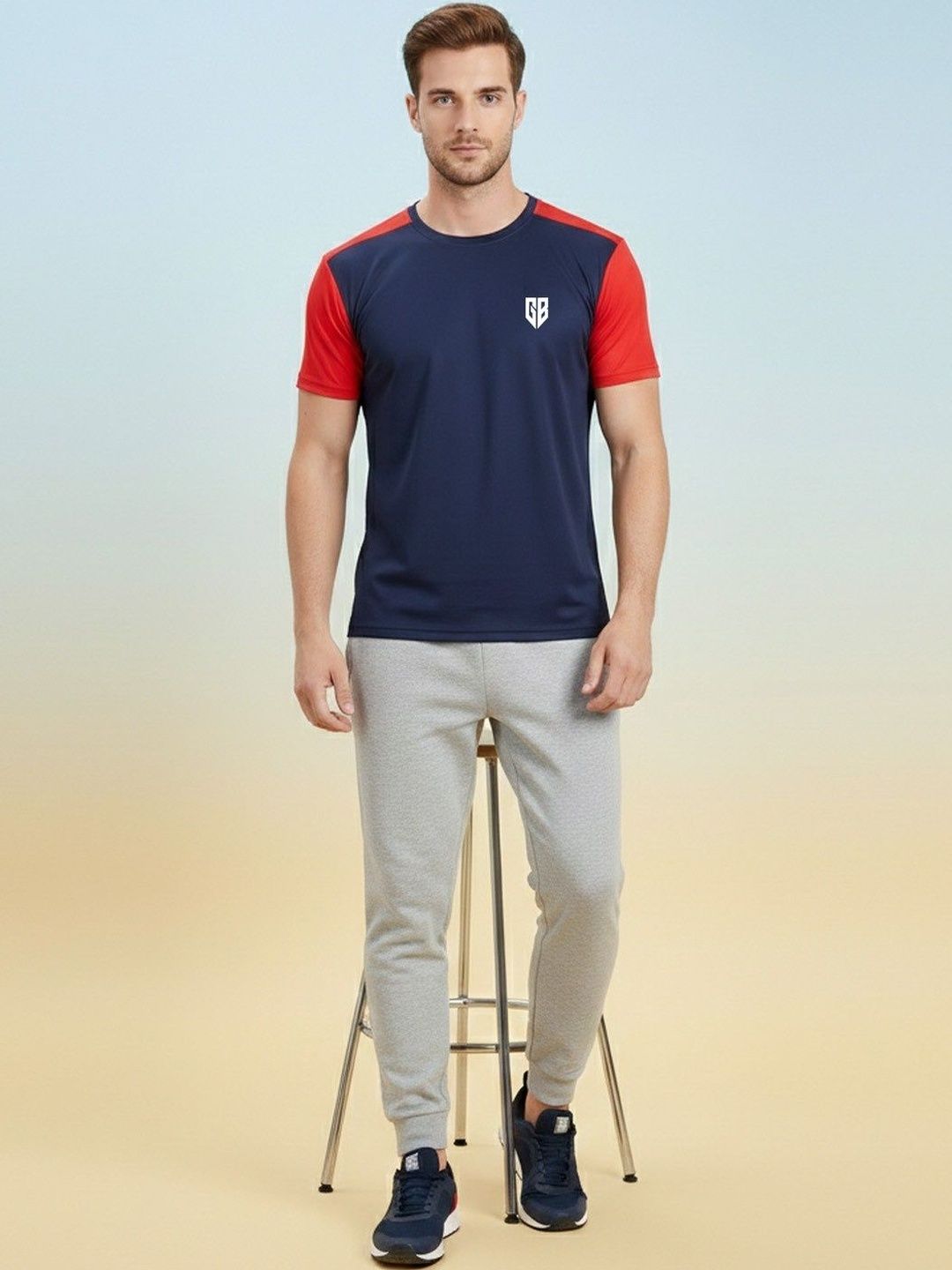 Here&Now X Game Begins Men Brand Logo Colourblocked T-shirt-picture-19