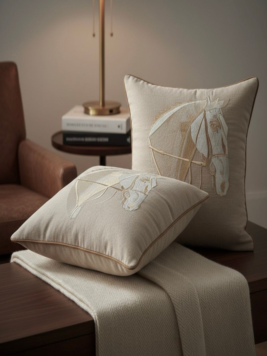 AVIS Bedlinen Beige Set of 2 Square Cushion Covers-picture-31