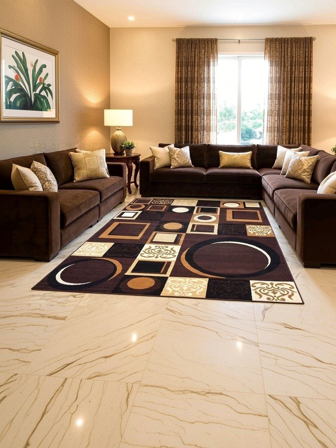KAYNAT CARPET Brown Abstract Anti-Skid Polypropylene Carpet-image-47