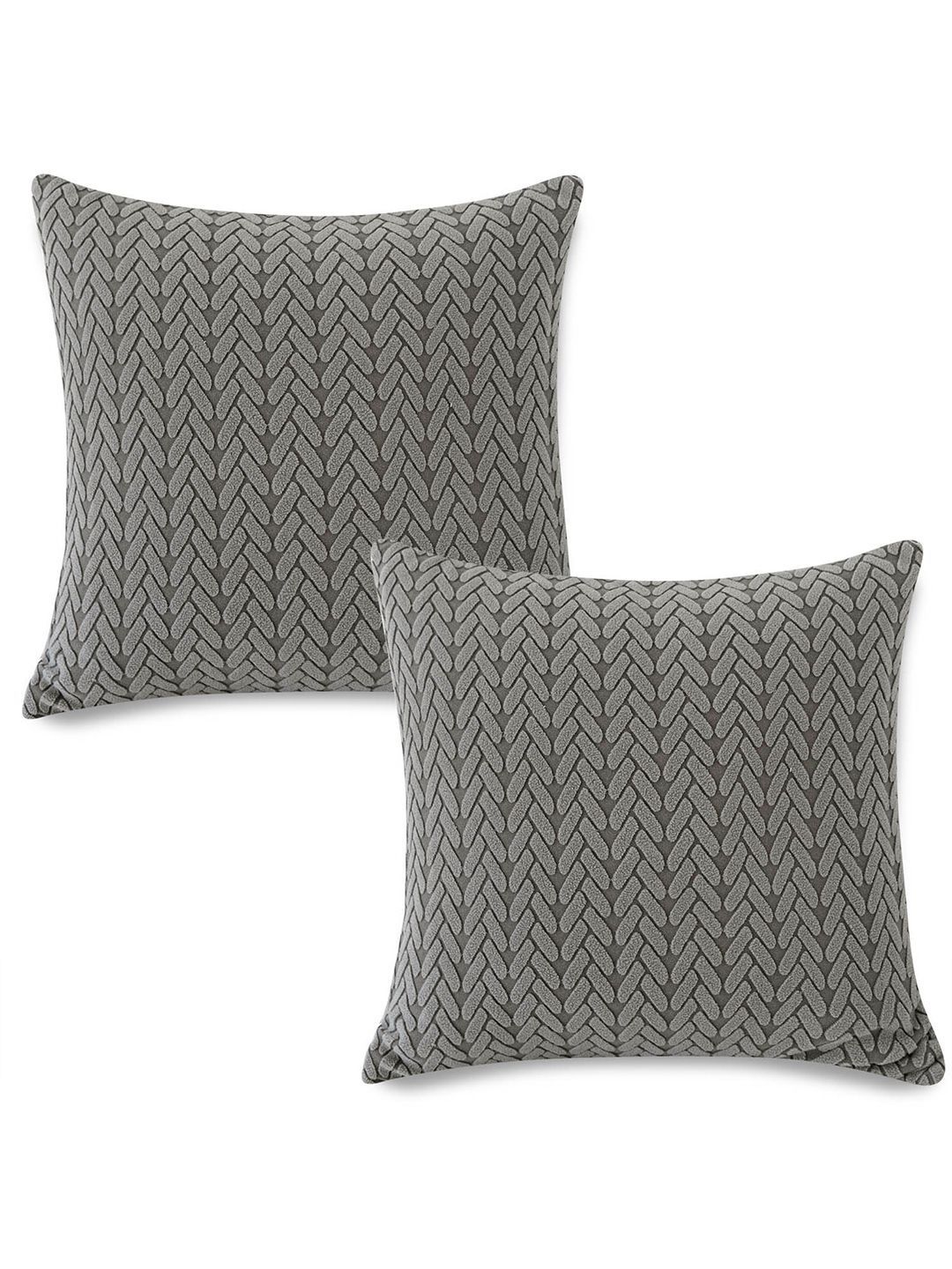 HOKIPO Dark Grey Jacquard Sofa Cushion Covers, 18x18 Inches, Set of 2-picture-30