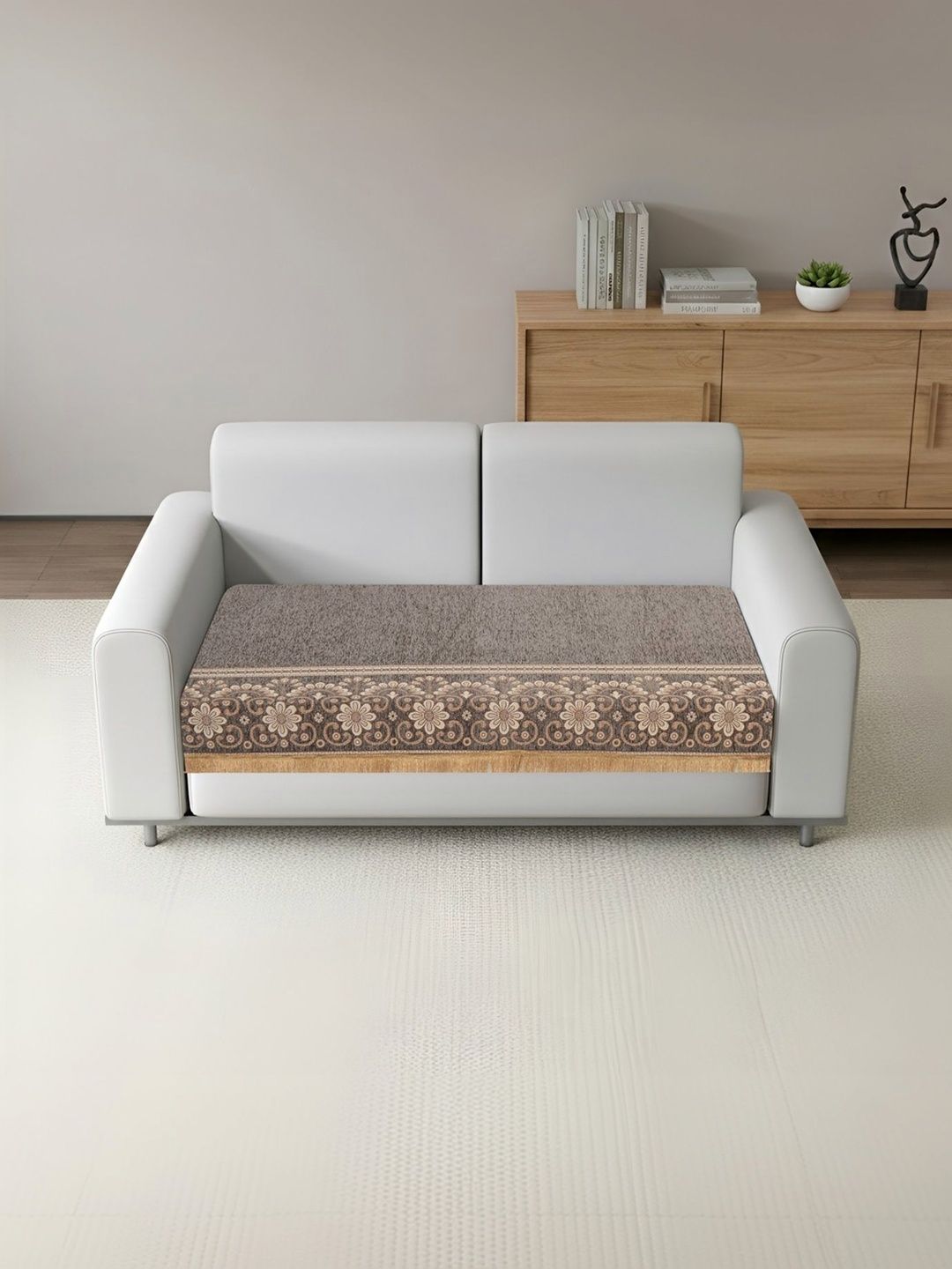 MULTITEX Silver-Toned & Grey Printed 1 Piece Sofa Cover Without Arms-image-30