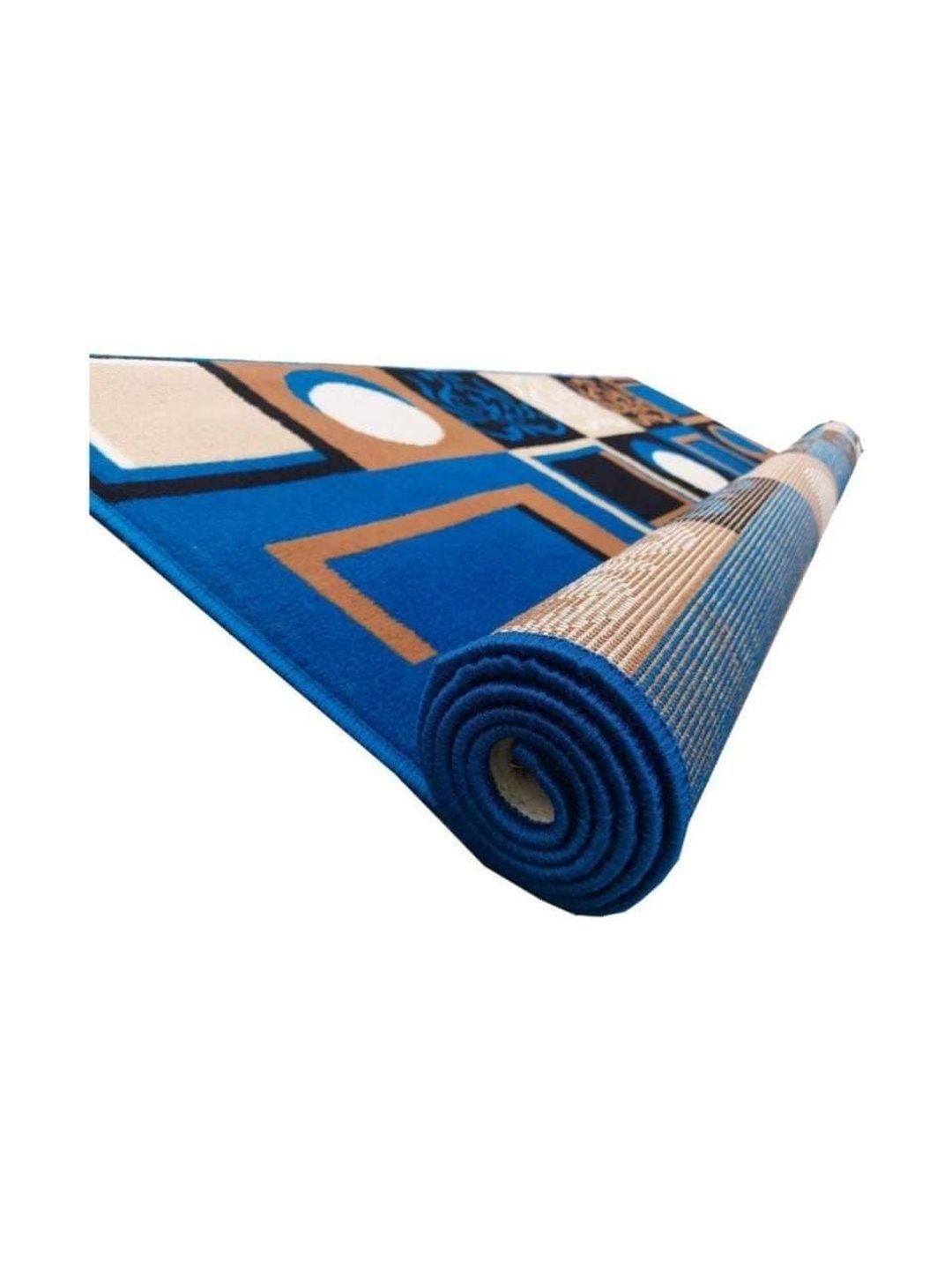 KAYNAT CARPET Blue Geometric Anti-Skid Polypropylene Carpet-image-42