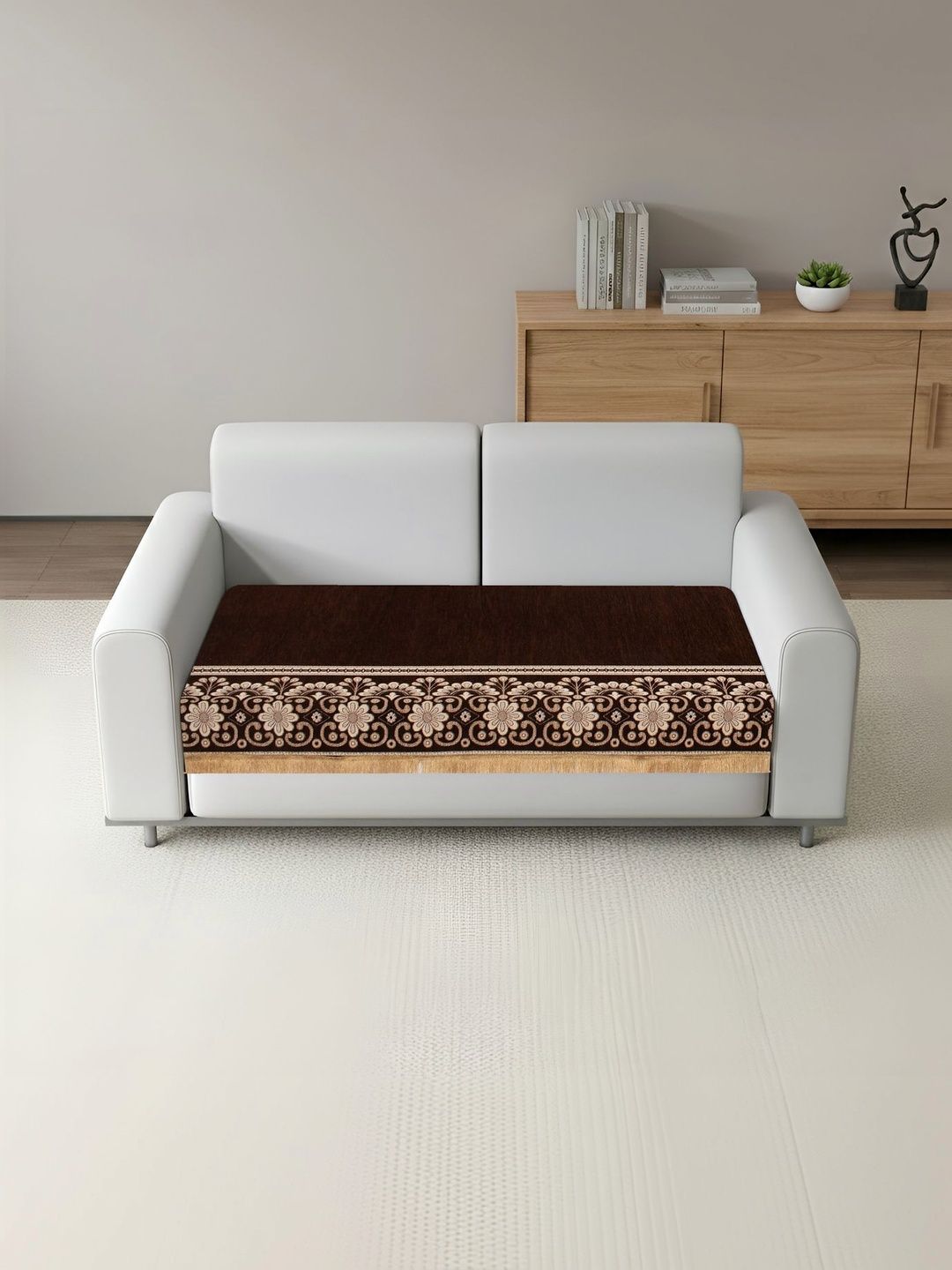 MULTITEX Brown & Brown Printed 1 Piece Sofa Cover Without Arms-picture-23