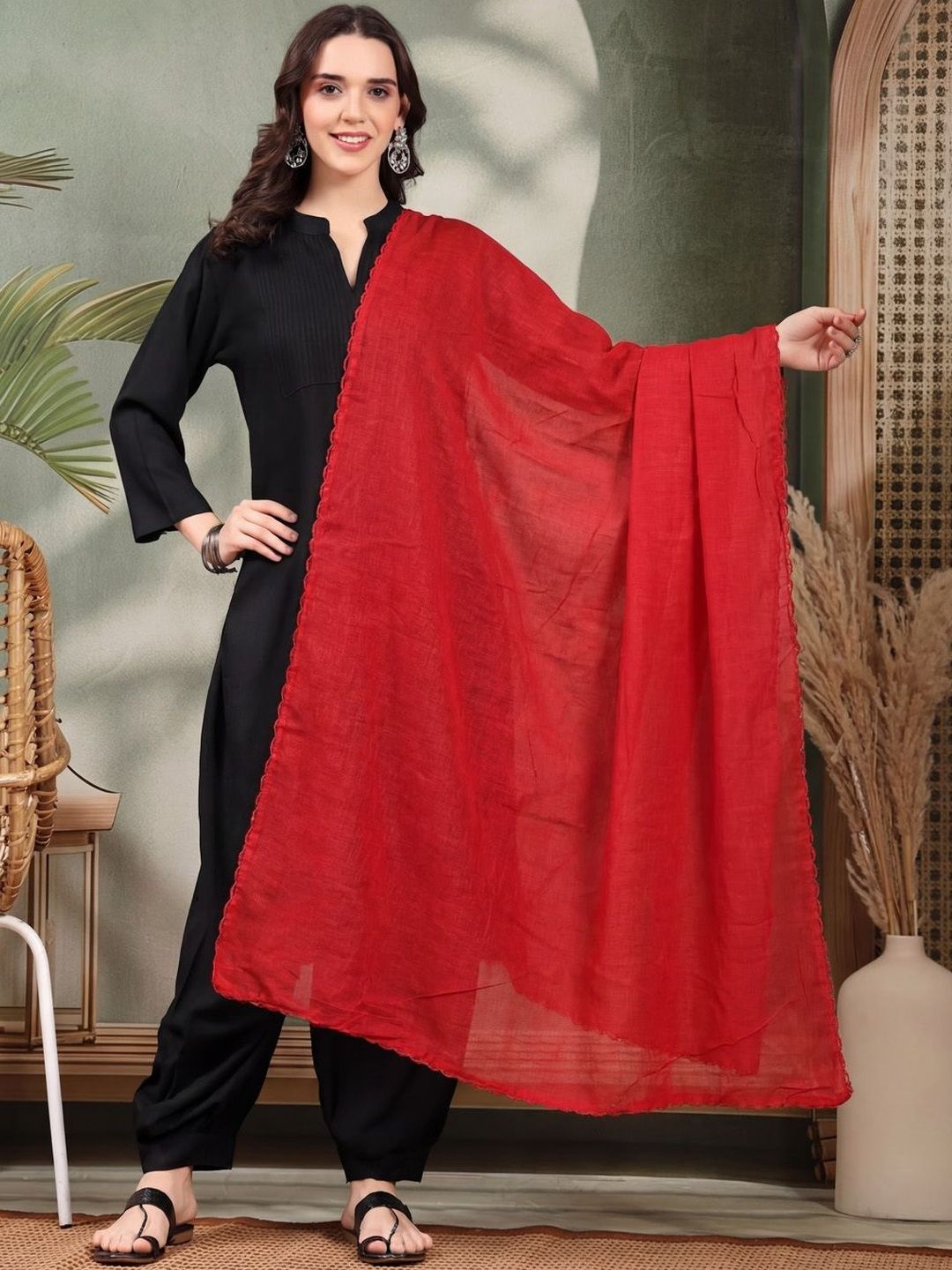 Clora Creation Women Solid Cotton Dupatta-image-33