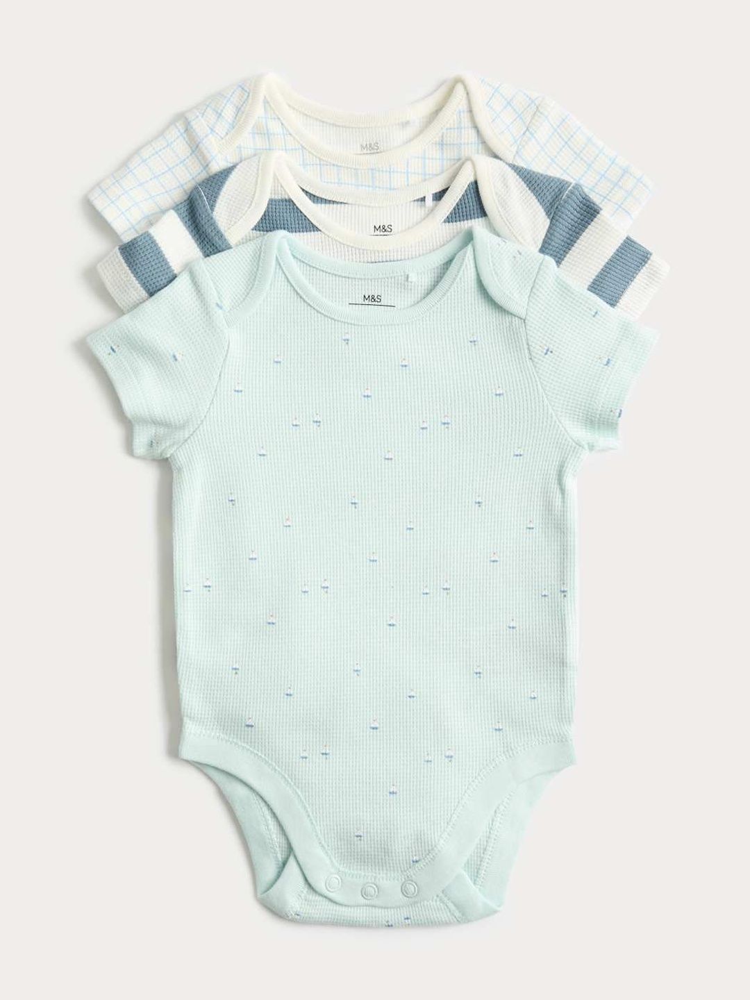 Marks & Spencer Pack Of 3 Infant Boys Printed Pure Cotton Bodysuit-picture-12