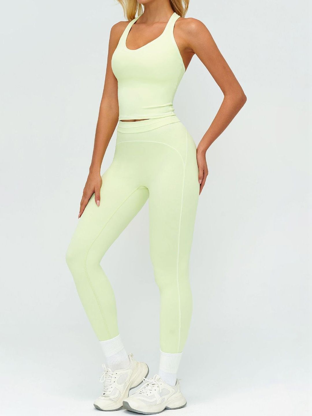StyleCast Flex Green Round Neck Sleeveless Solid Vest Top Tights-picture-41