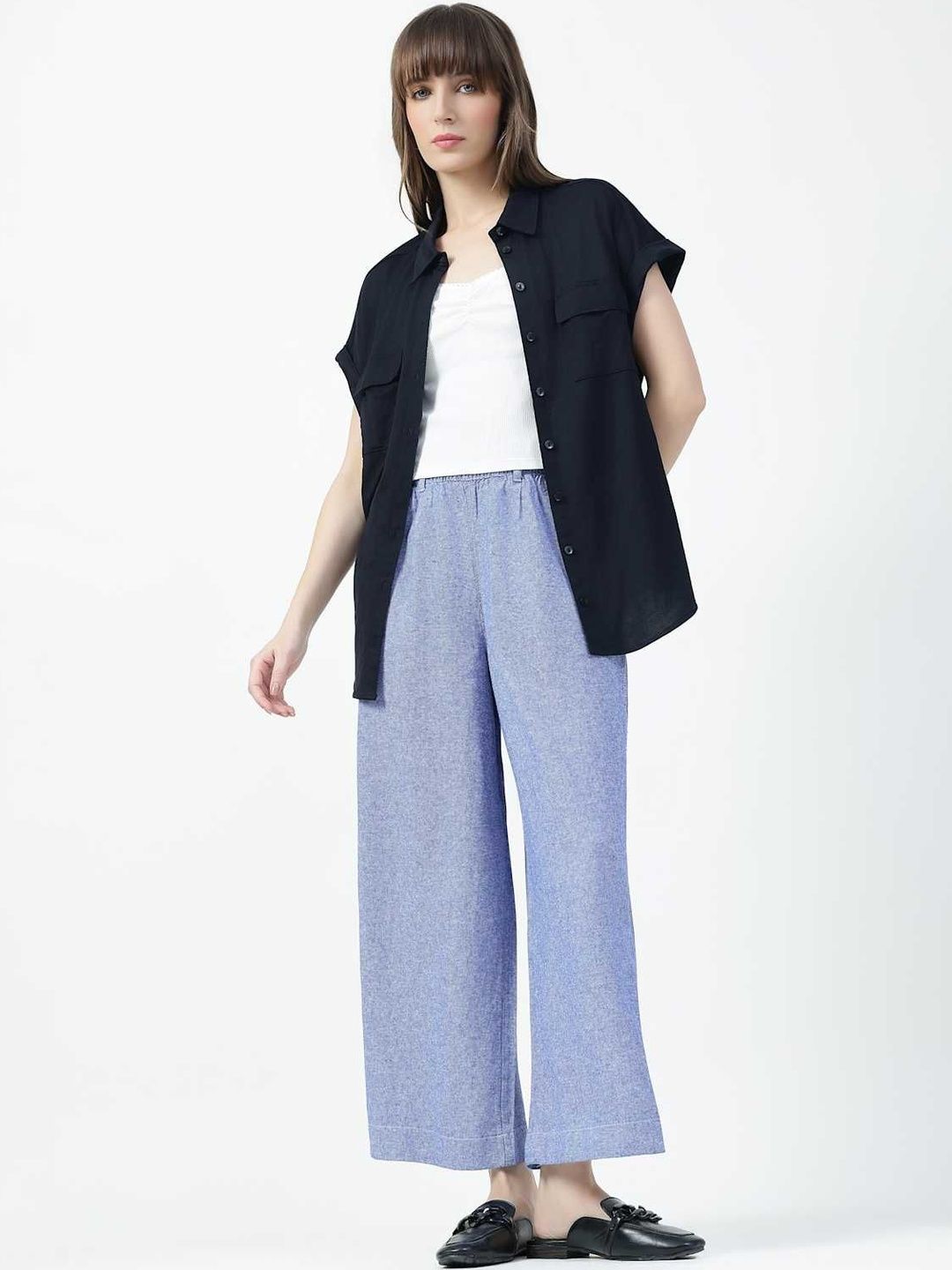 Marks & Spencer Linen Viscose Crop Wide Leg Trousers-picture-46