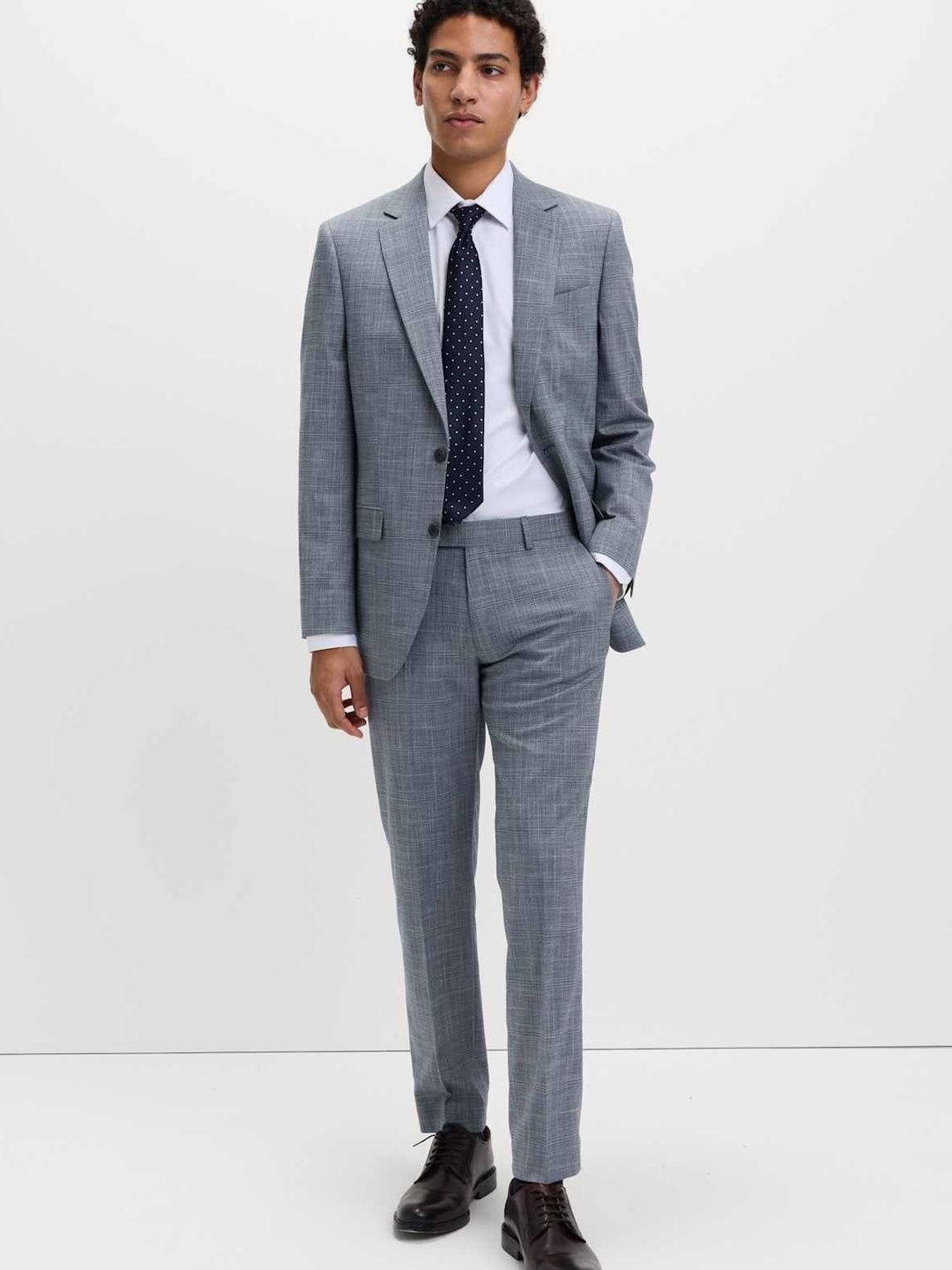 Marks & Spencer Checked Notched Lapel Single-Breasted Tailored Fit Formal Blazers-image-7