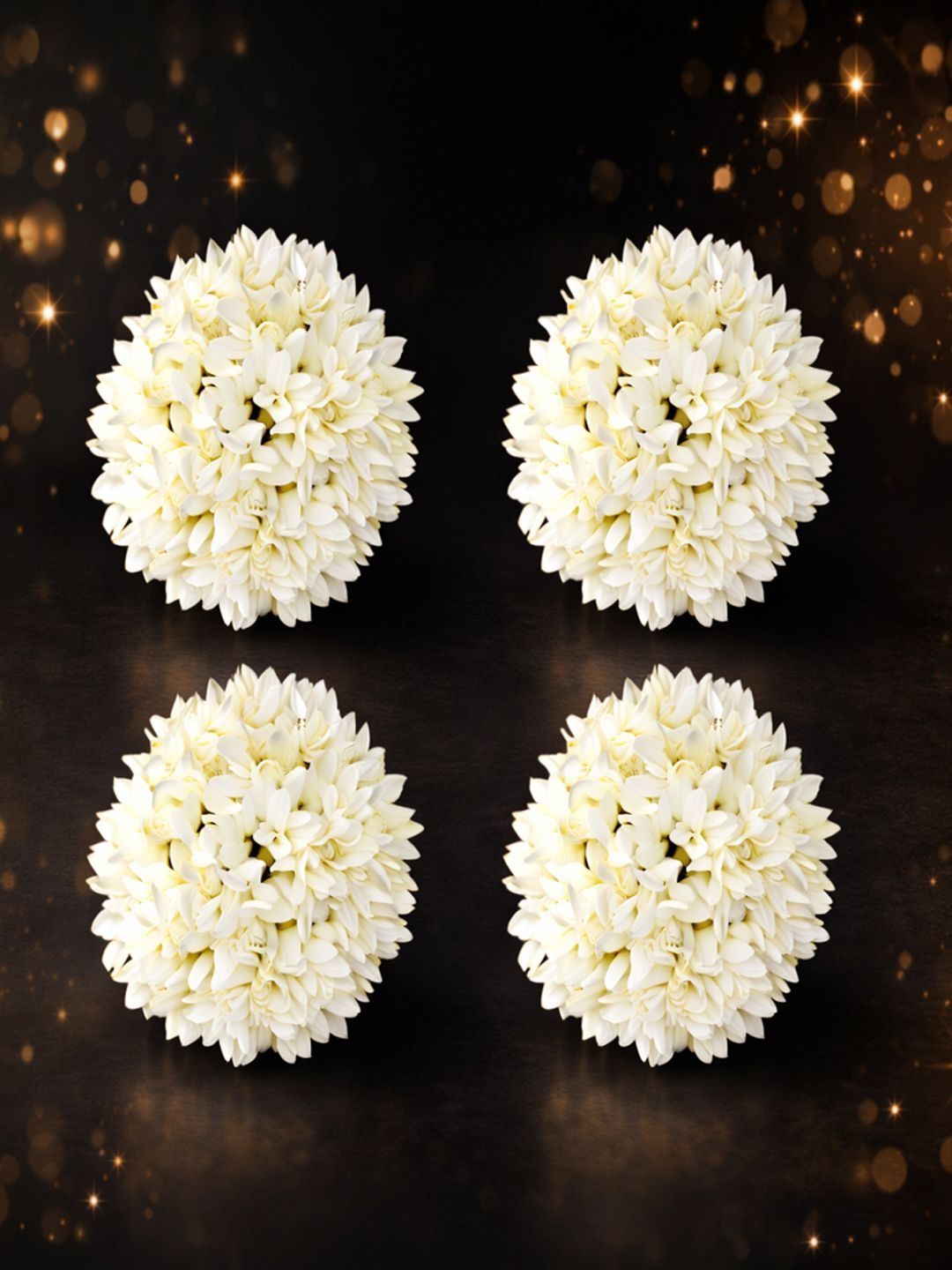 Caprese Caprese Floral Off White Hair Flower Garland Set - 4 Piece Hair Accessory
