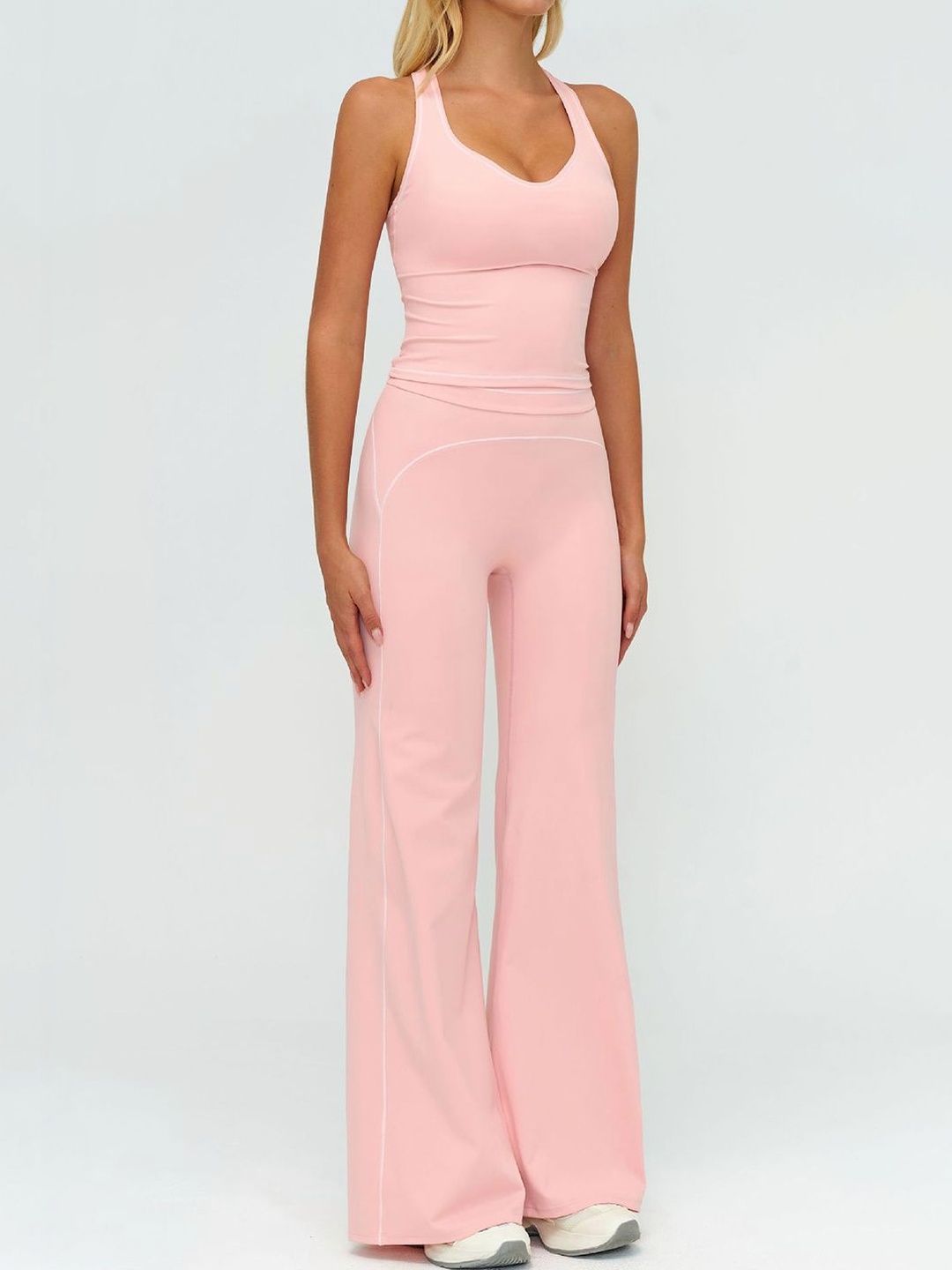 StyleCast Flex Pink Round Neck Sleeveless Solid Top Trackpant-picture-19